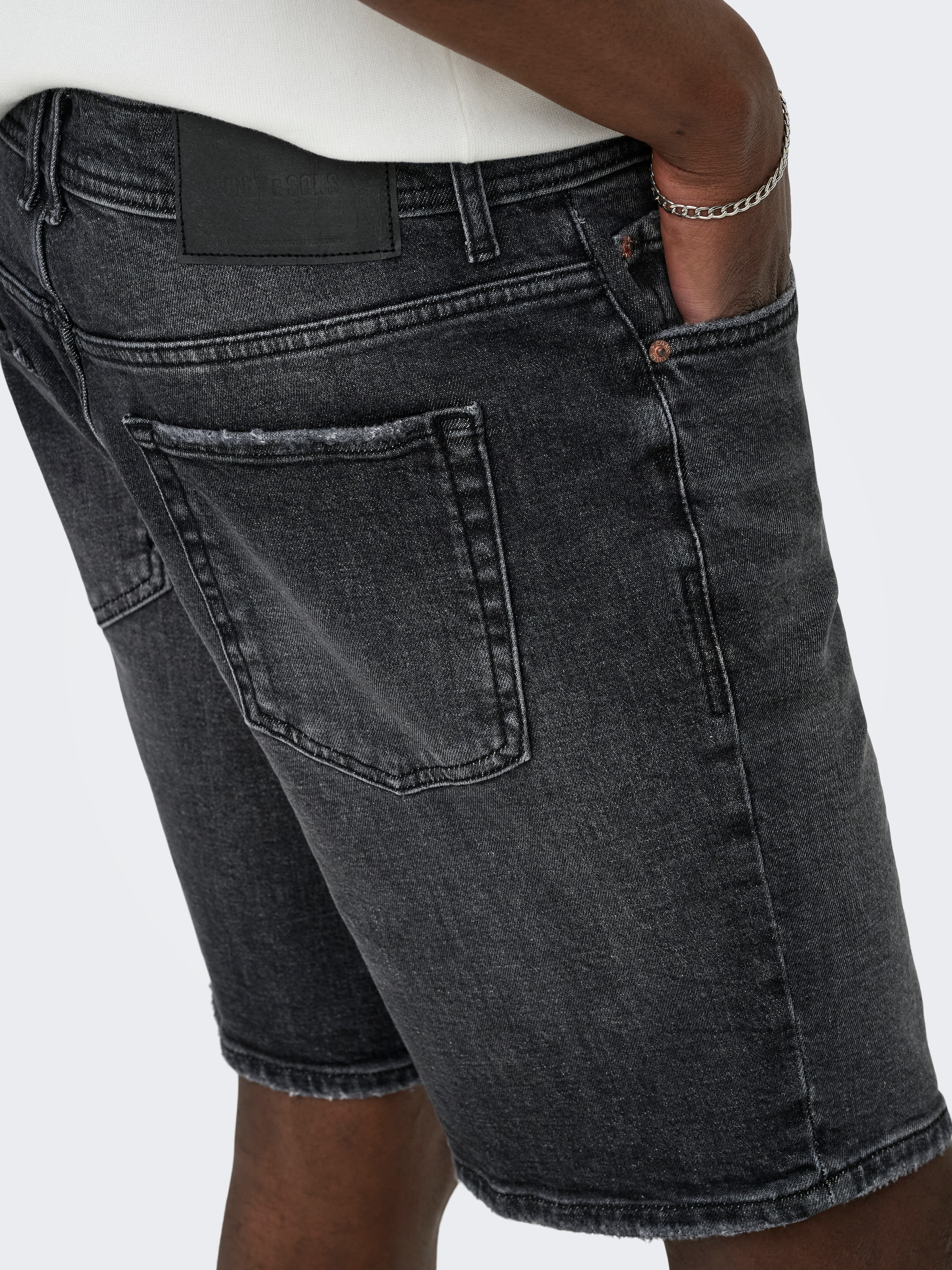 ONLY & SONS Short en jean »ONSEDGE PERF WB 6968 DOT DNM SHORTS NOOS« mélange coton, coupe droite