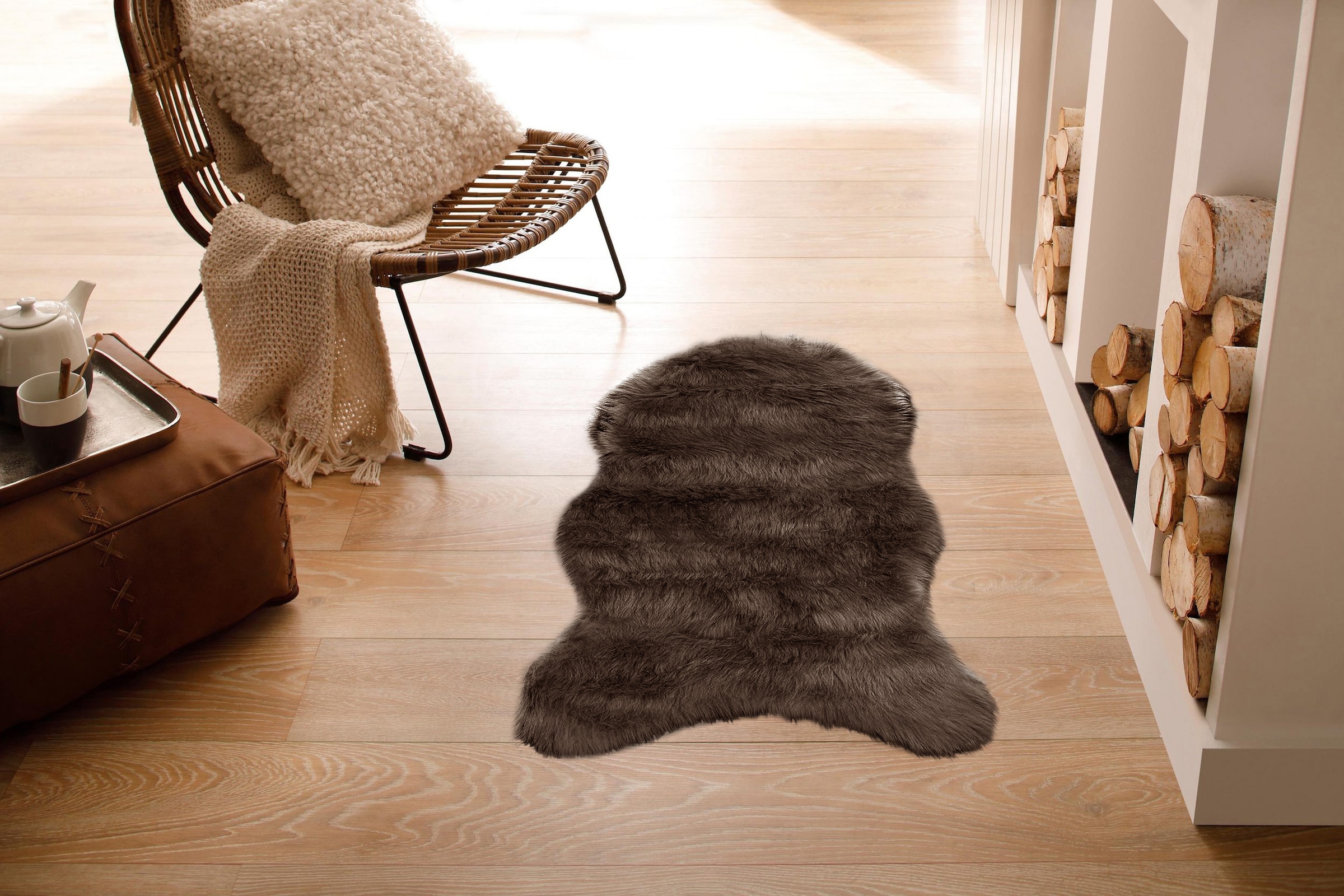 GOODproduct Tapis à poils longs »Valeria, Fellteppich, kuschelig, flauschig« En forme de fourrure 60 mm Höhe fausse fourrure, forme de fourrure, tapis doux, chambre, salon
