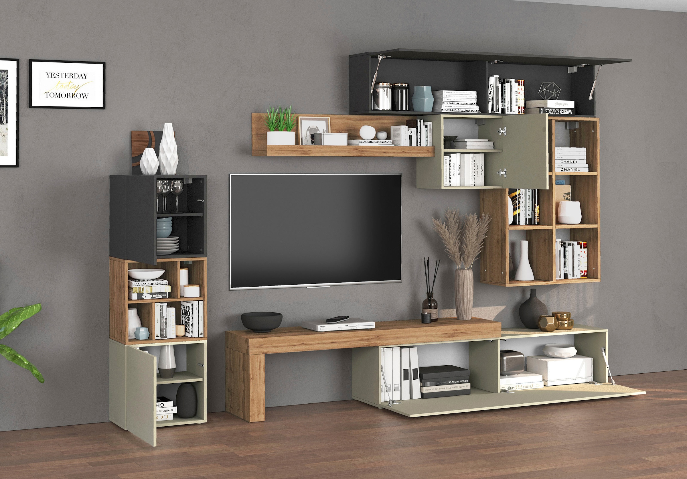 INOSIGN Wohnwand »Chronos Wohnwand, Medienwand, 8-er set« 8 Stk. tlg.