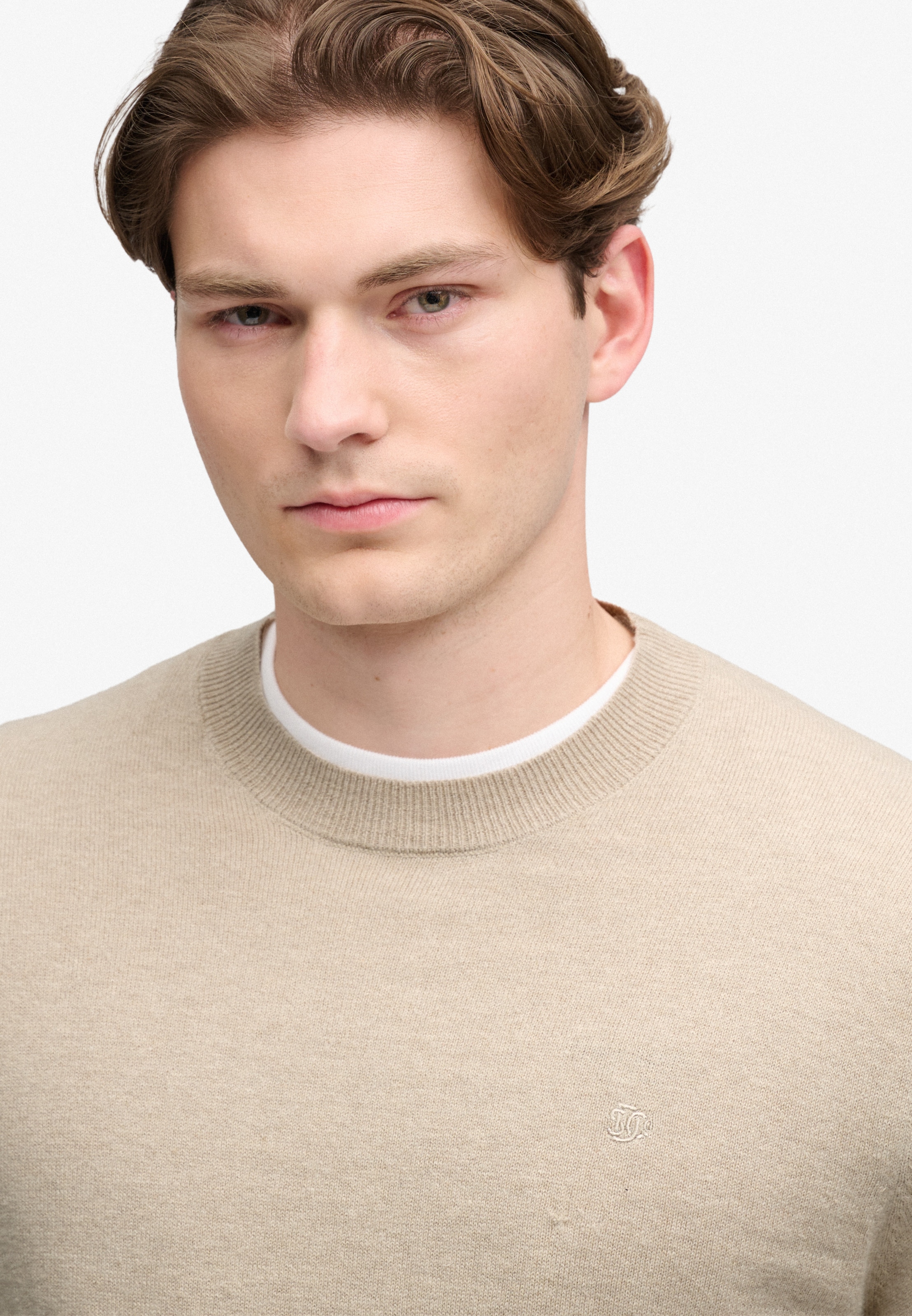 Superdry Pull à col rond »ESSENTIAL LW WOOL BLEND JUMPER« Baumwollmischung, slim fit