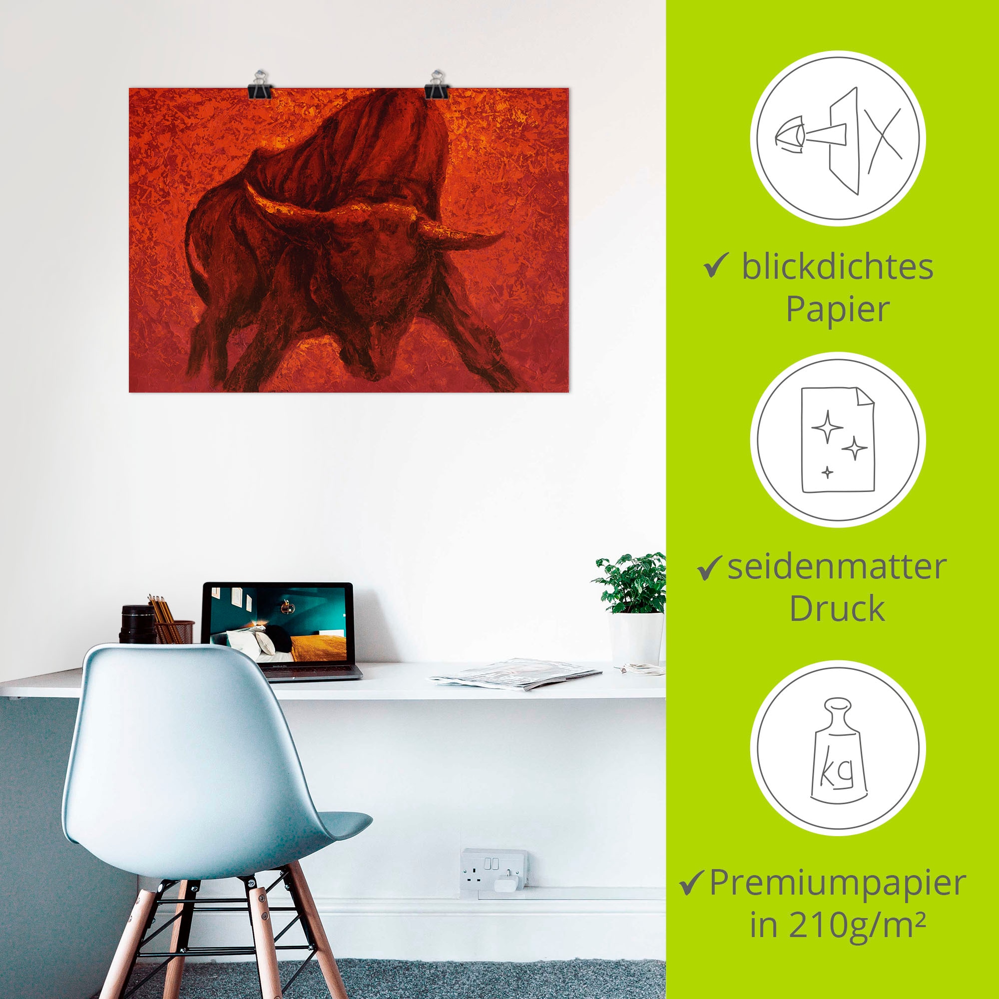 Artland Wandbild »Katalanischer Stier« Wildtiere 1 Stk. tlg. als Leinwandbild, Poster in verschied. Grössen