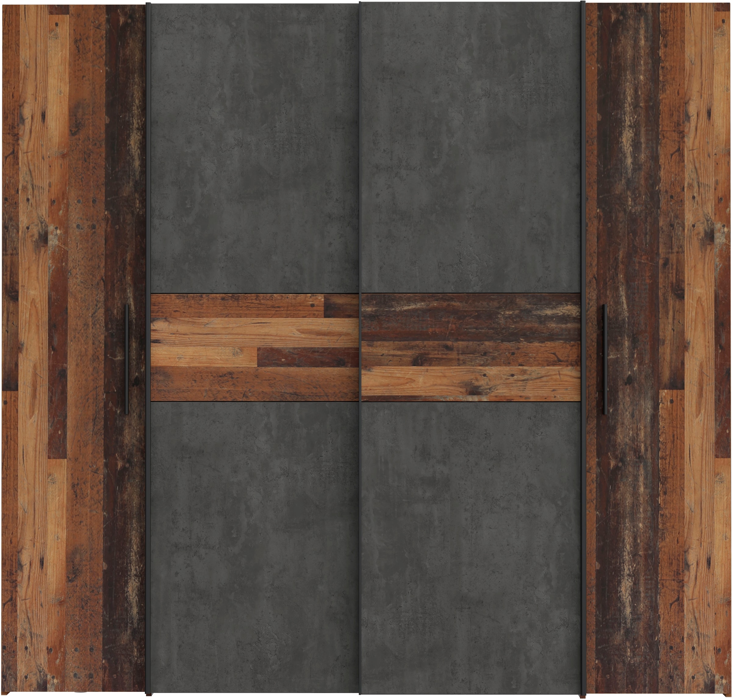 FORTE Armoires à vêtements »Kalixtus, Made in Europe« L/H/P env. 200x190x60 cm, 2 portes coulissantes, 2 portes battantes, 8 étagères,  combinaison de portes pivotantes et coulissantes, plusieurs couleurs