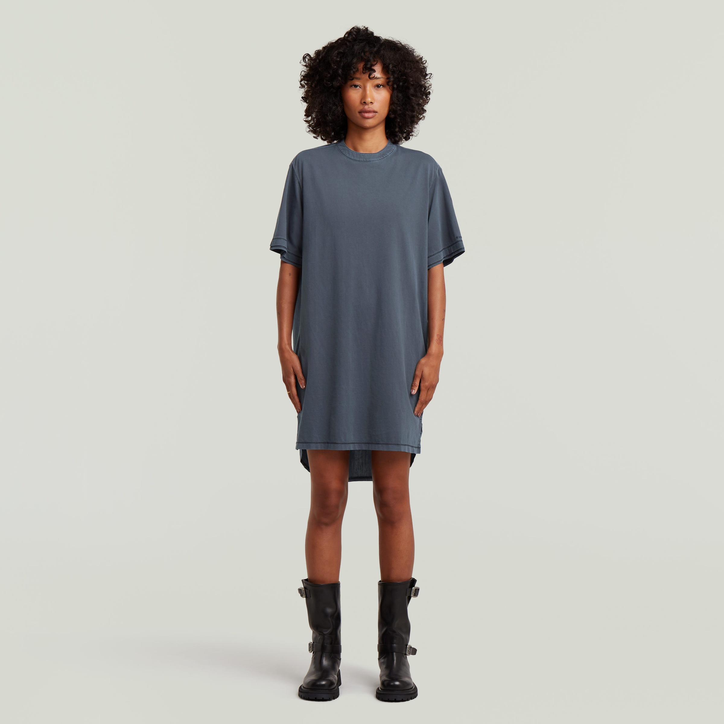 G-STAR Jerseykleid »Woven Mix Washed Jersey Dress Wmn« mit Webdetails, Knopfverschluss