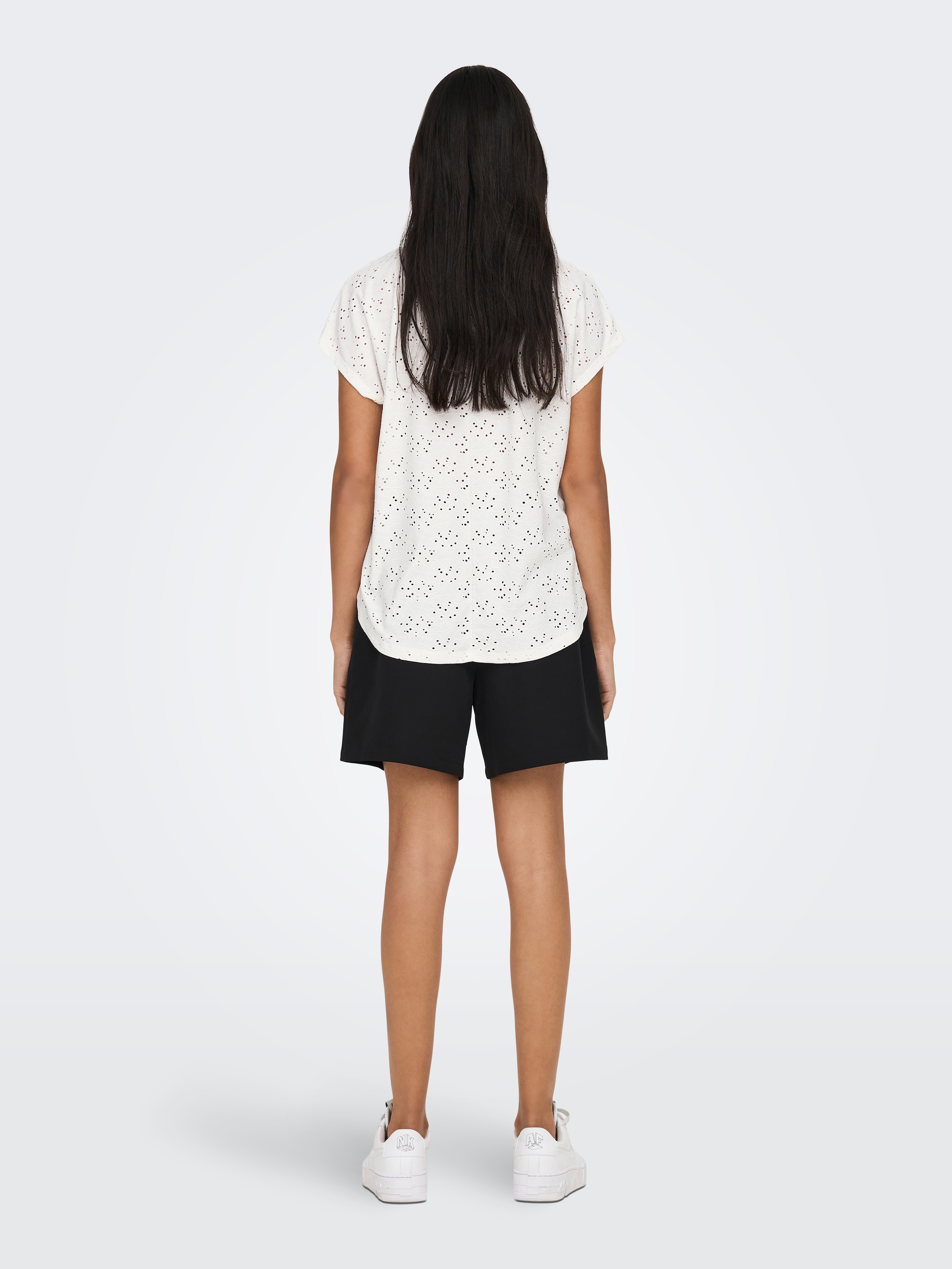 ONLY Kurzarmshirt »ONLSMILLA LIFE S/S TOP JRS NOOS« regular fit, modisch, Single Jersey, Materialmix, Rundhals