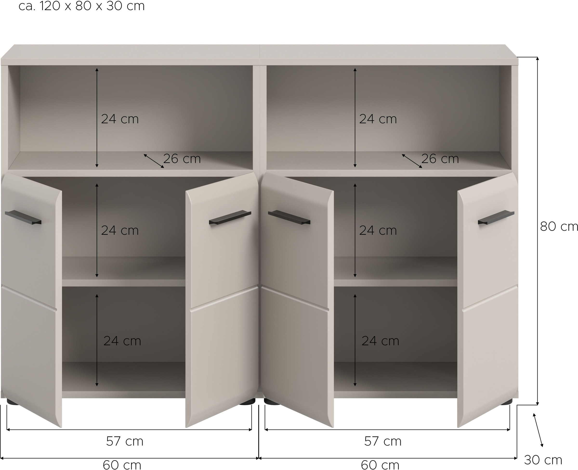 welltime Badmöbel-Set »FLORENZ,  2-teilige Badkombination, hochwertige MDF-Front« Set, 2-teiliges Set bestehend aus: 2 Midischrank breit, 2 Stk. tlg.