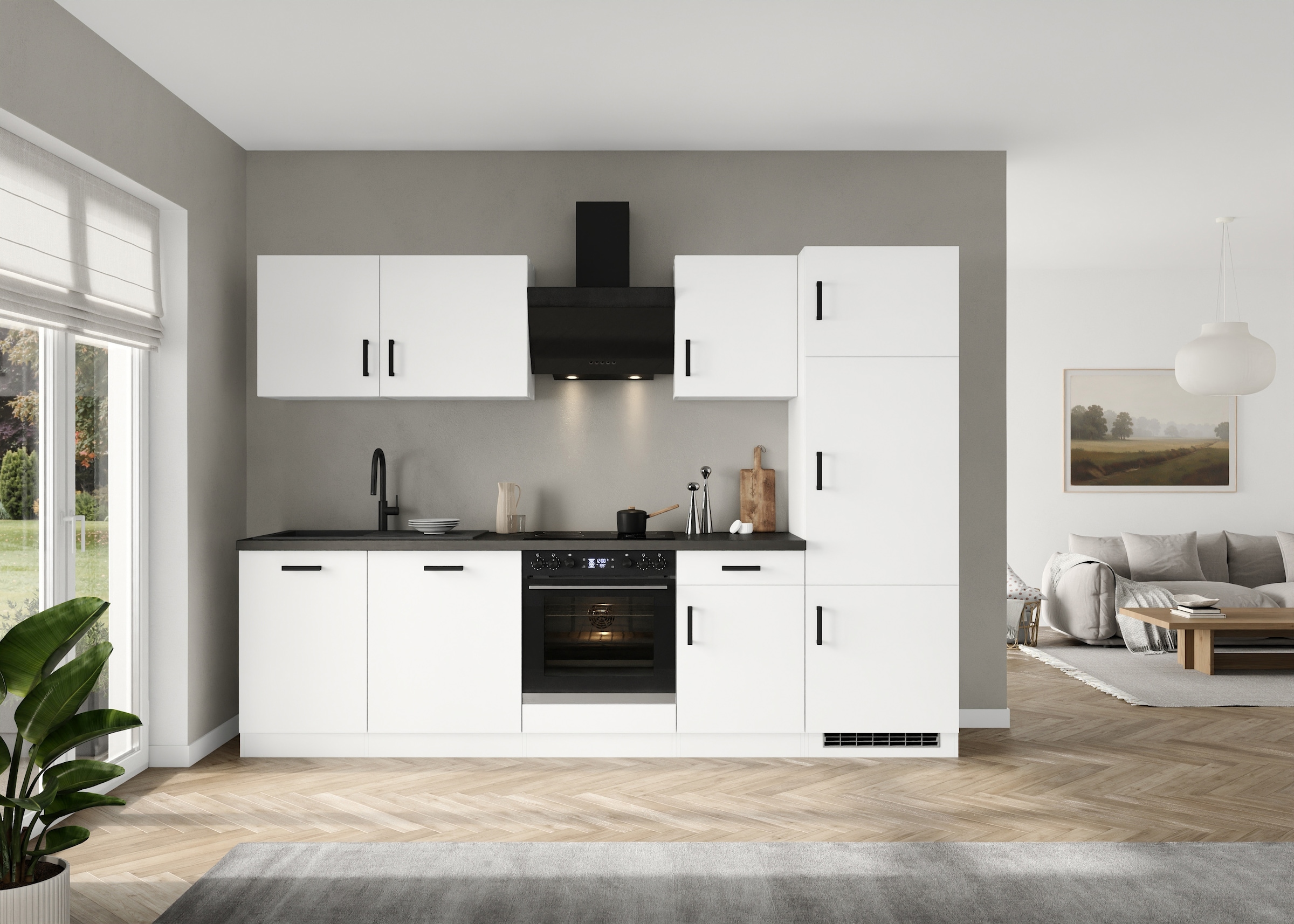 KOCHSTATION Kitchenette »KS-Toronto« Largeur 280 cm, option avec appareils HANSEATIC E