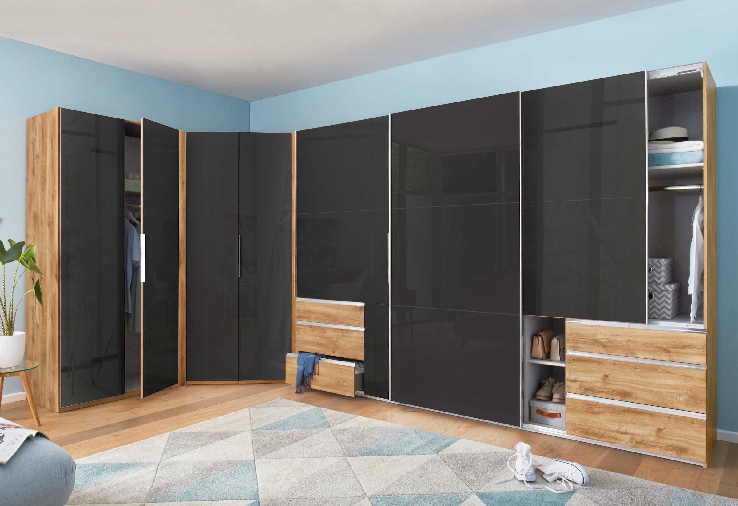 Wimex Armoires à vêtements »Level by fresh to go« Türen vollflächig mit farbigem Glas