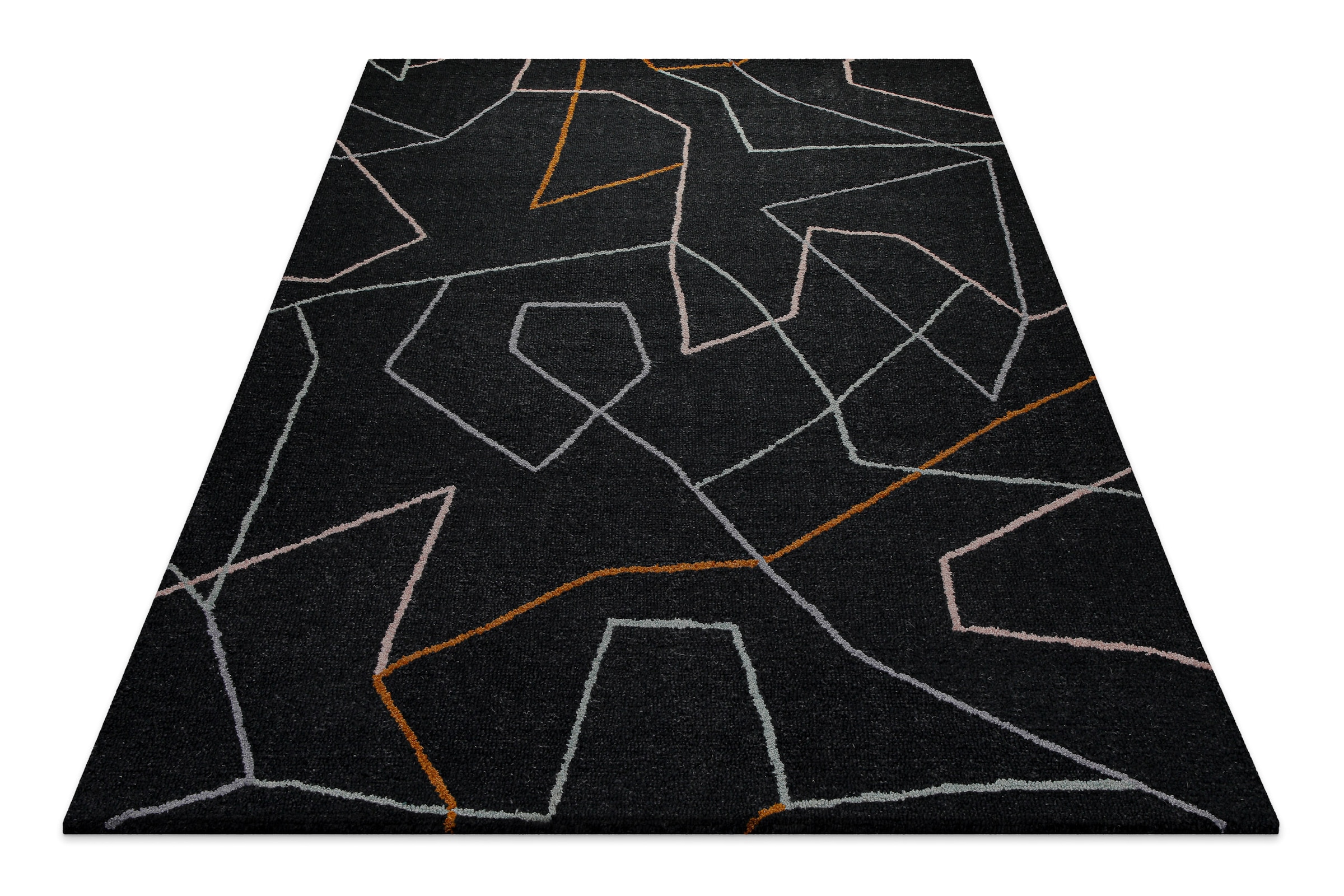 Wecon home Tapis »Nox« Rectangulaire 6 mm Höhe Wollteppich, abstrakt, hochwertig, handgetuftet, robust, modern