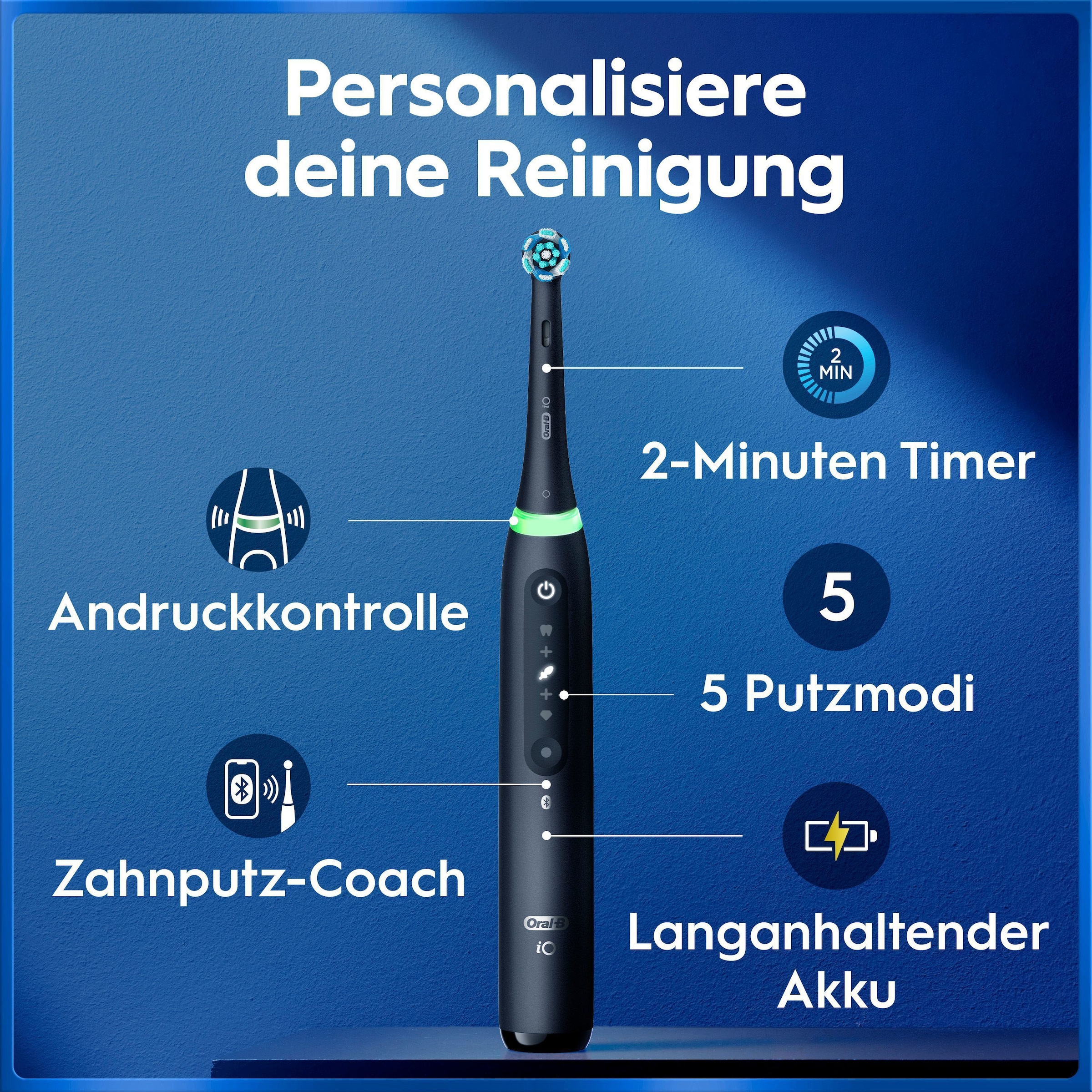 Oral-B Elektrische Zahnbürste »Oral-B iO Series 5« 1 Stk. Aufsteckbürsten Langanhaltender Akku | Reise-Etui | Aufsteckbürstenhalter
