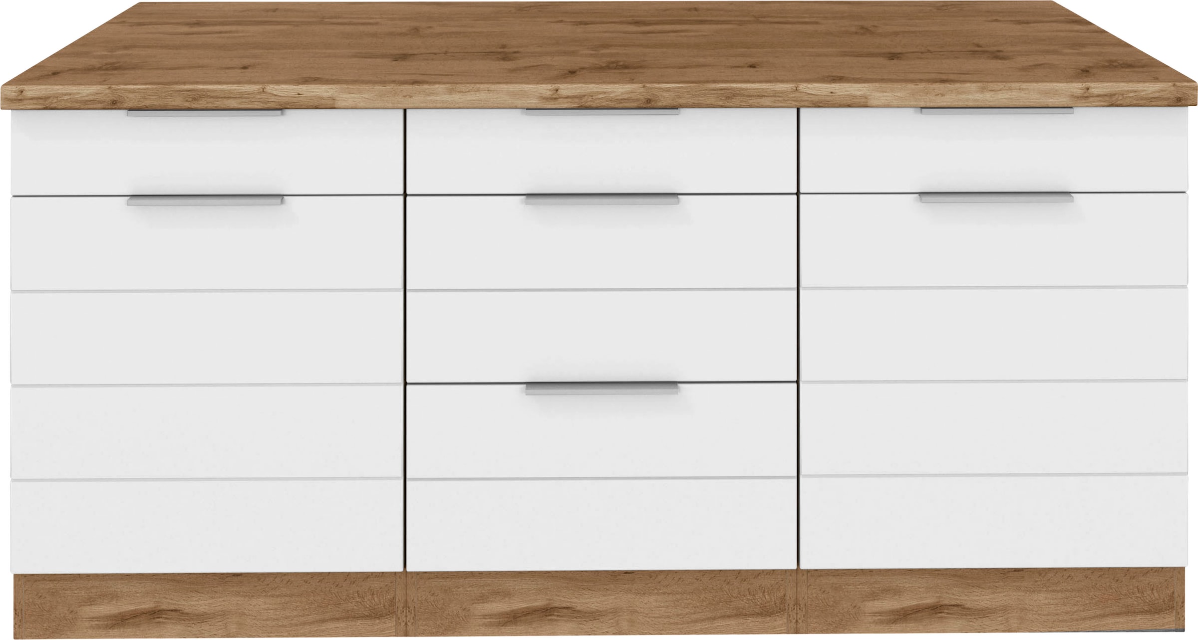 KOCHSTATION Armoire basse »KS-Luhe« largeur 180 cm, pour beaucoup de rangement, façades MDF avec lisseau horizontal