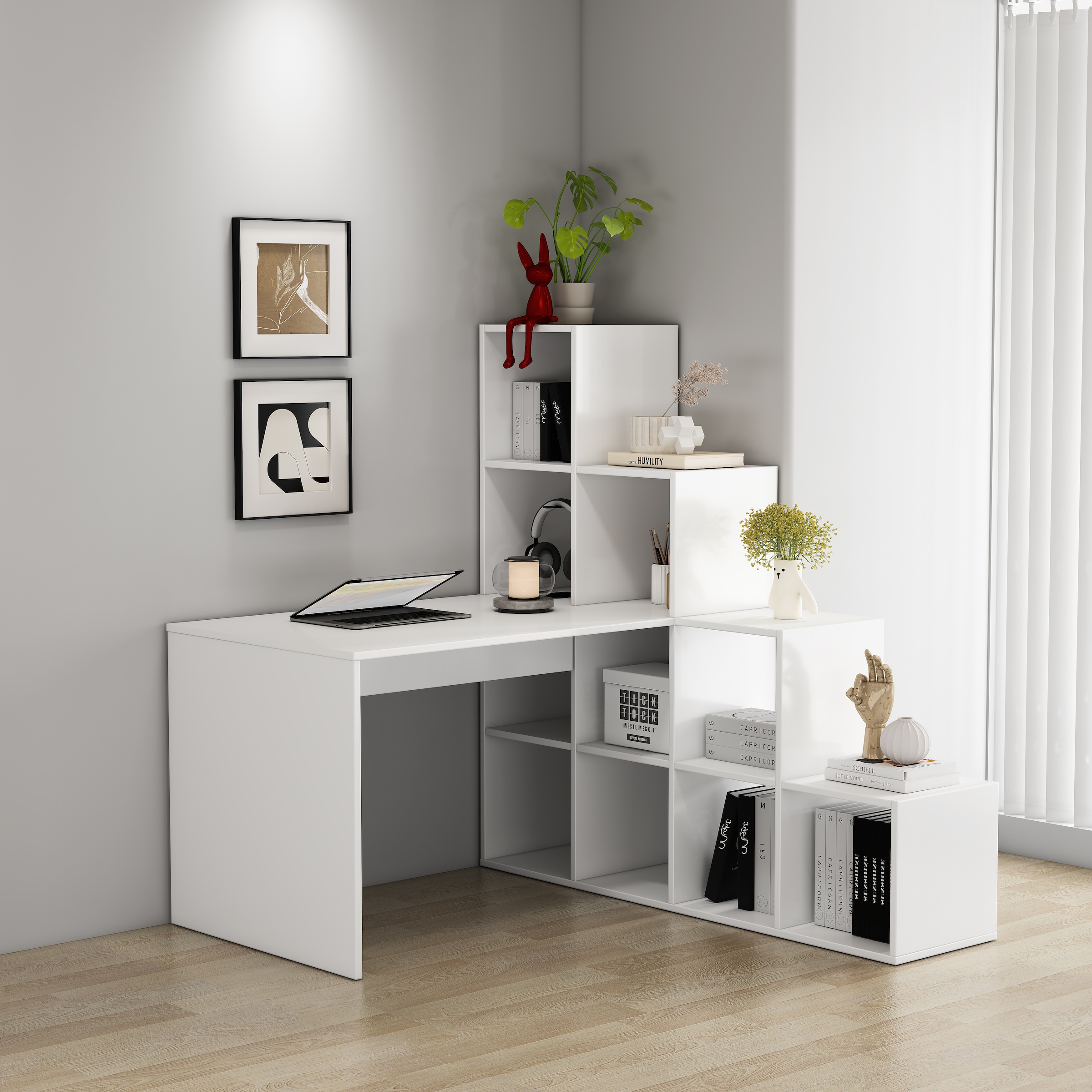 GOODproduct Regal-Schreibtisch »Ciela« flexible Aufstellmöglichkeiten, wechselseitig  montierbar, B. 137 cm