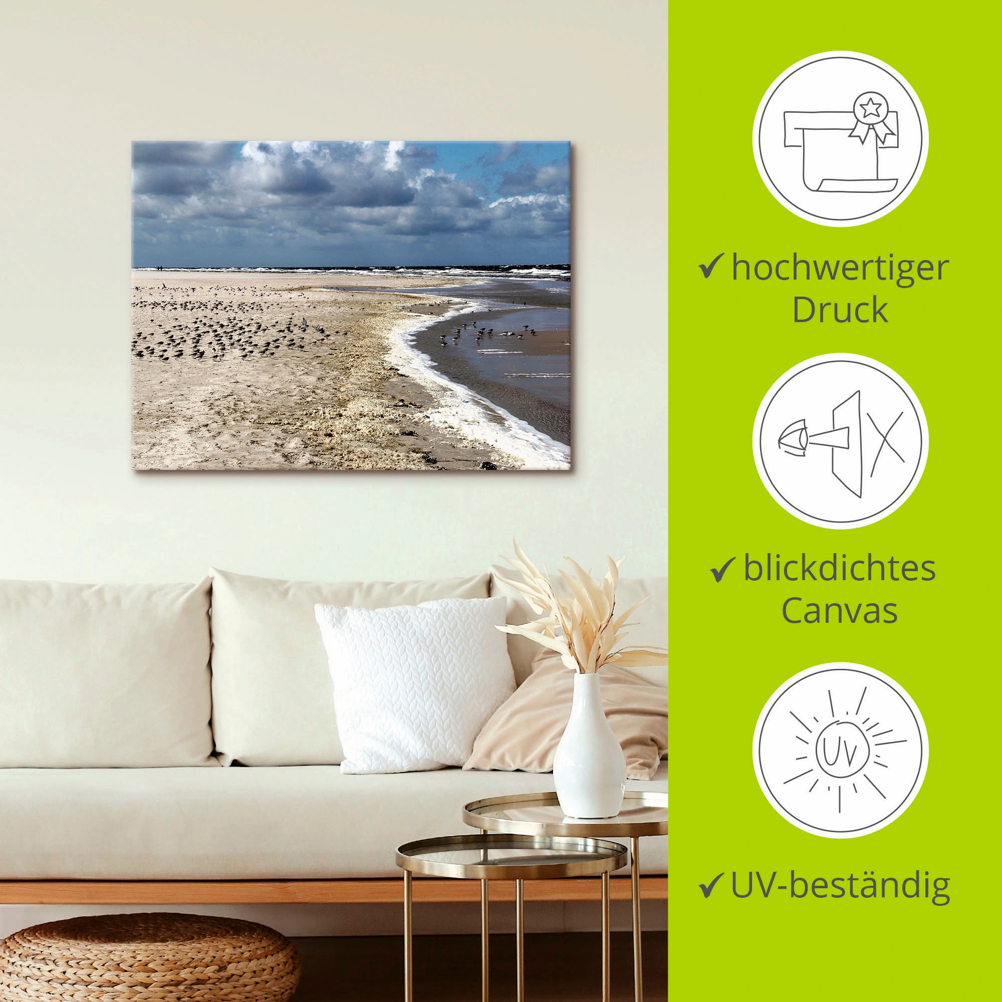 Artland Leinwandbild »Am schönen Nordseestrand« Strand 1 Stk. tlg. auf Holzrahmen gespannt