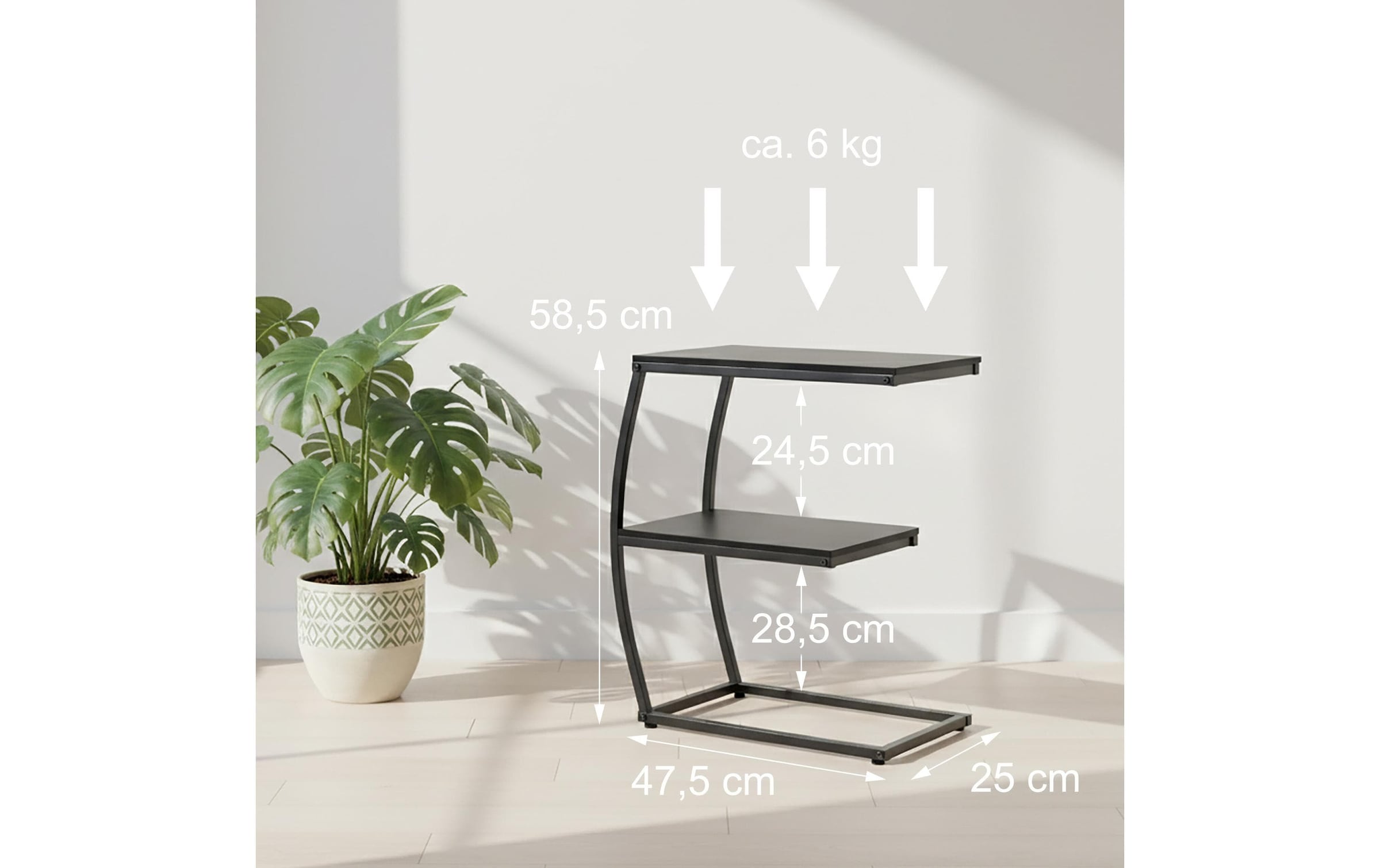 relaxdays Beistelltisch »in C-Form 58.5 x 47.5 cm«