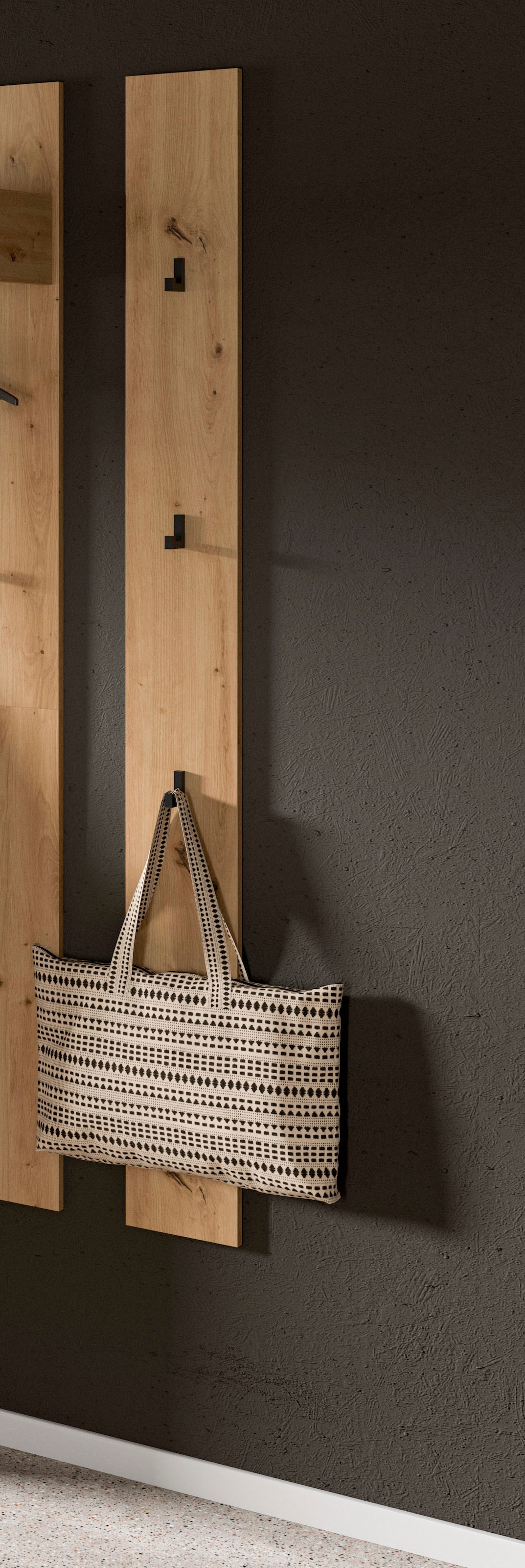 INOSIGN Panneau de vestiaire »EVRID, Höhe 160 cm, inkl. 3 Metall-Haken« individuell mit anderen Artikel der Serie EVRID erweiterbar, 1 cuis tlg. Paneel, Hakenleiste, Wandboard, Garderobe, Wandpaneel