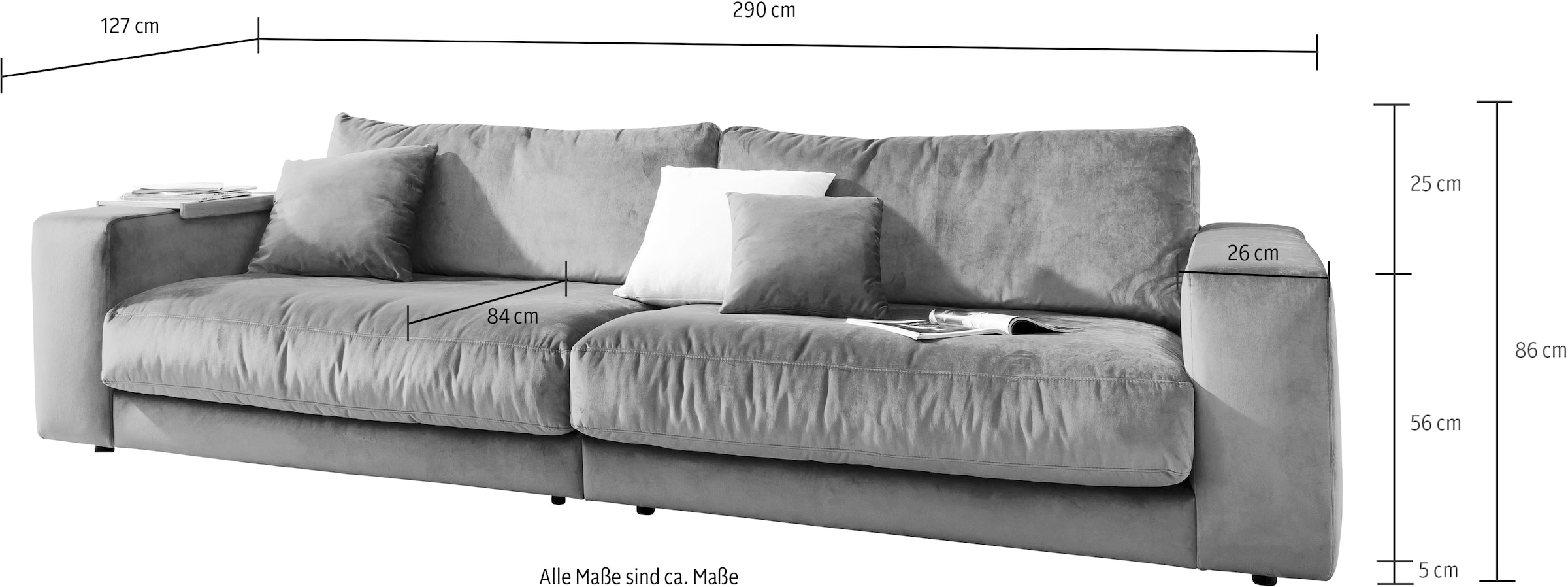 3C Candy Canapé Big »Enisa II« incl. 1 coussin volant, au choix avec housse anti-taches Easy care