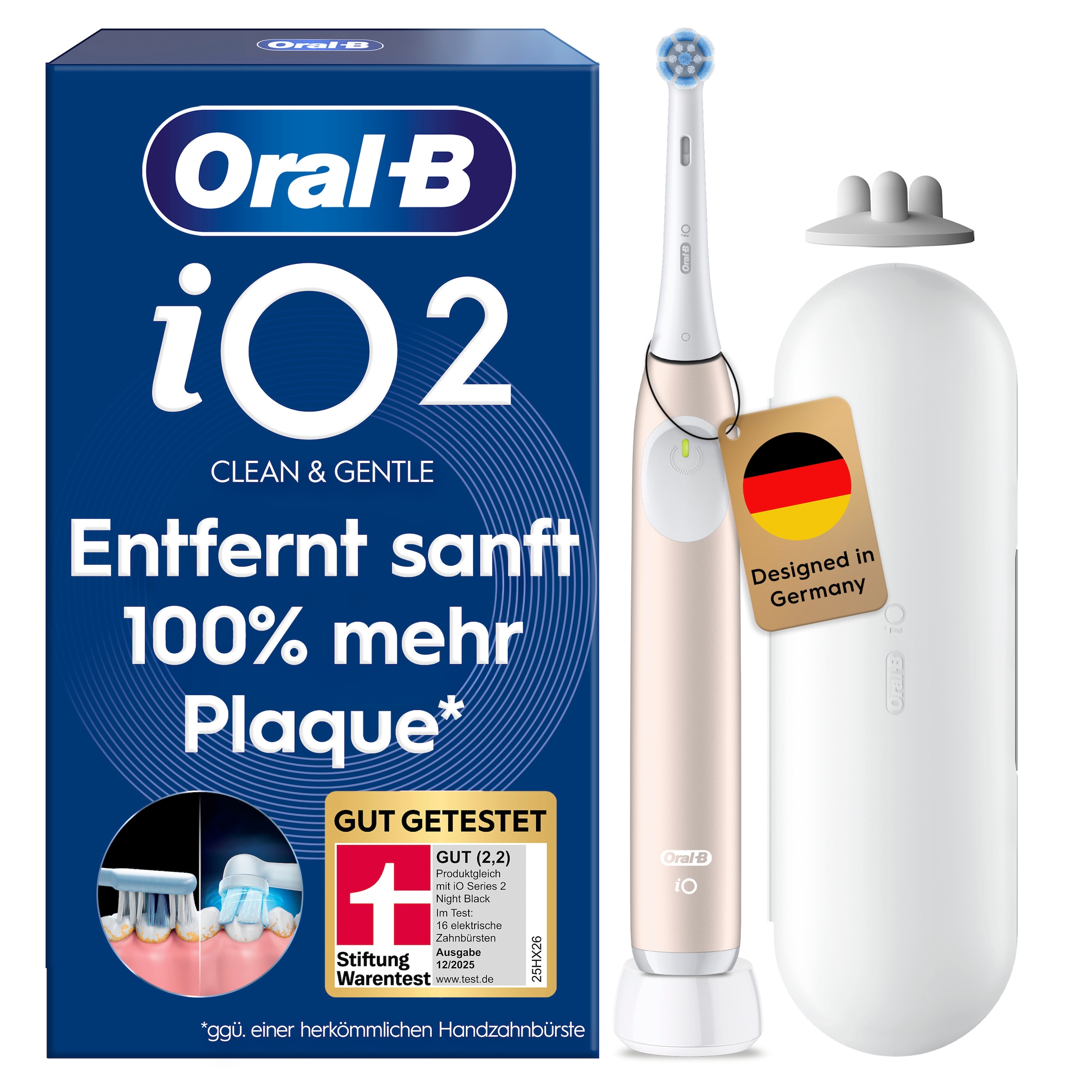 Oral-B Brosse à dents électrique »iO Series 2« 1 cuis Aufsteckbürsten pour un nettoyage en douceur, étui de voyage, support pour brosses amovibles