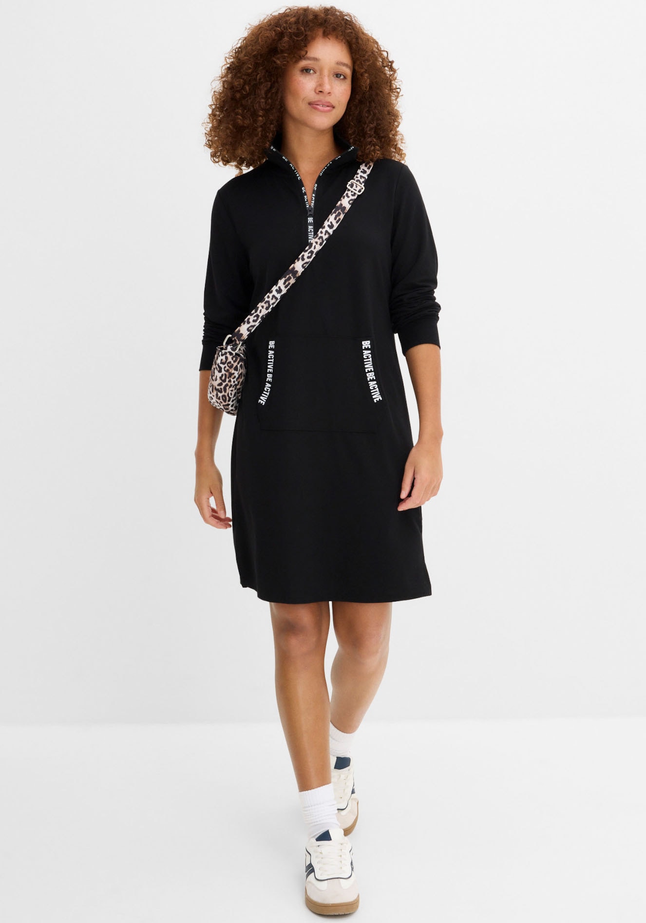 bonprix Robe en sweat für den Alltag, mit langem Arm, aus Viskose-Mix, Casual Stil