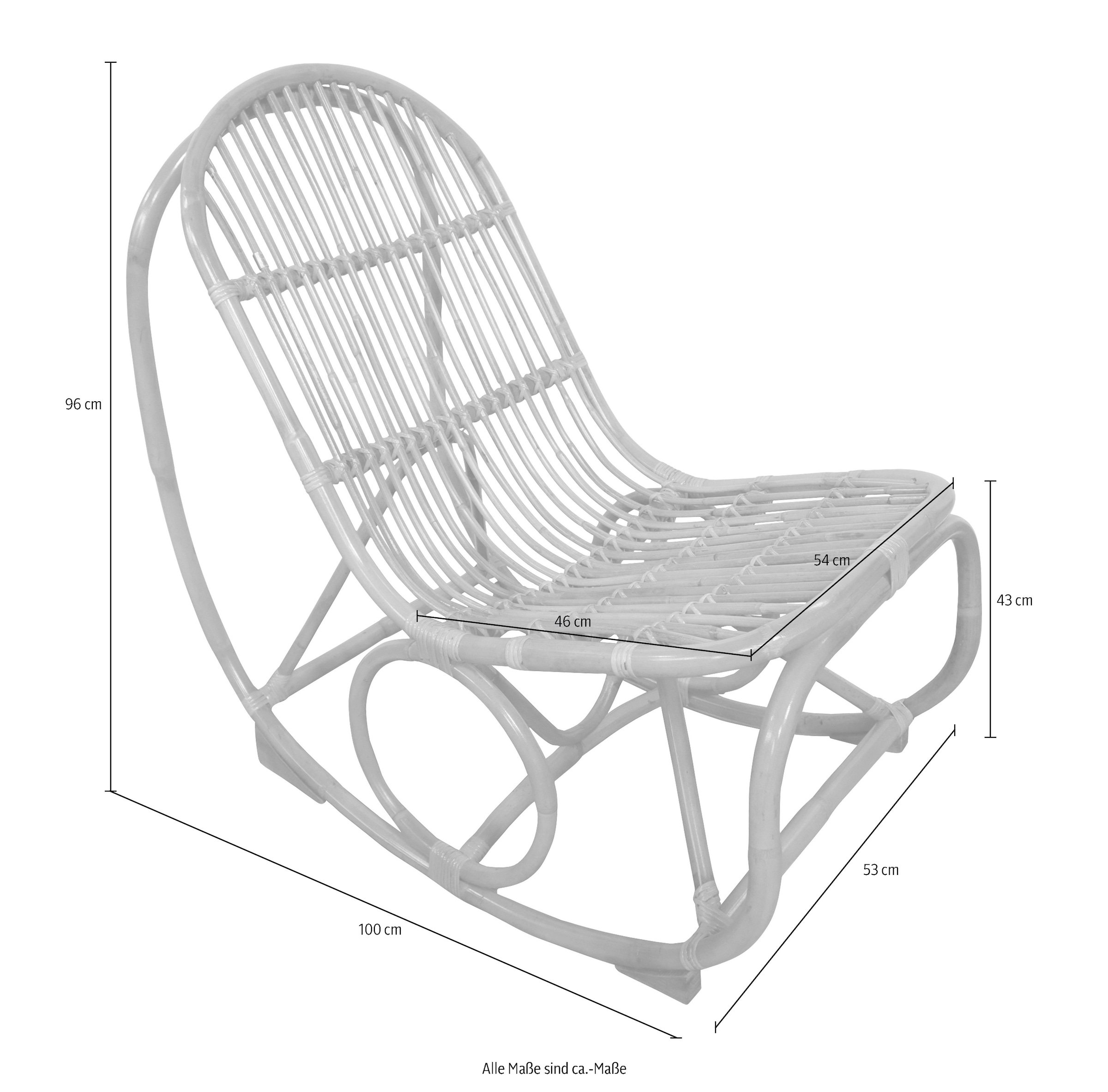 SIT Chaise à bascule »Kampala aus naturbelassenem Rattan mit Metallmanschette« () Fauteuil à bascule en rotin au look naturel