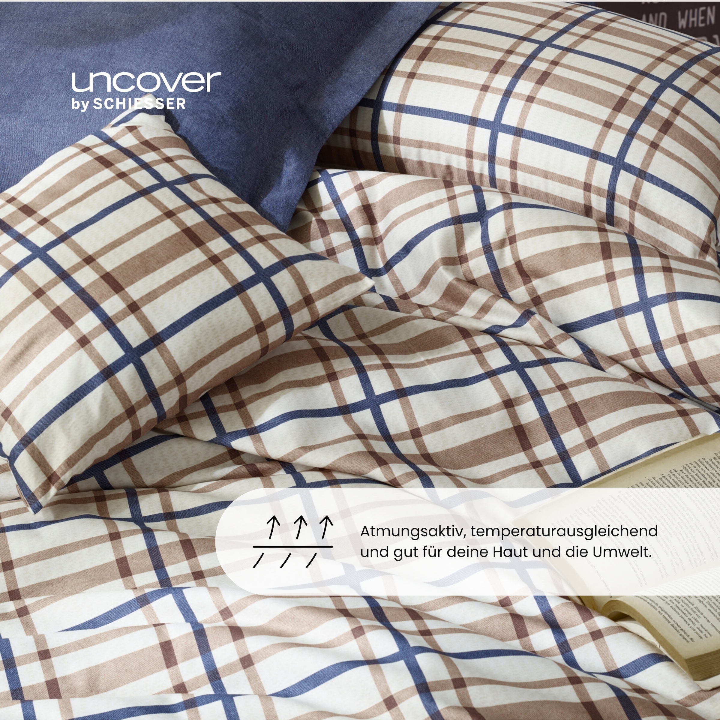 uncover by SCHIESSER Linge de lit »Maxim aus edlem Baumwollsatin, 135x200cm + 80x80cm« 2 cuis Made in Green