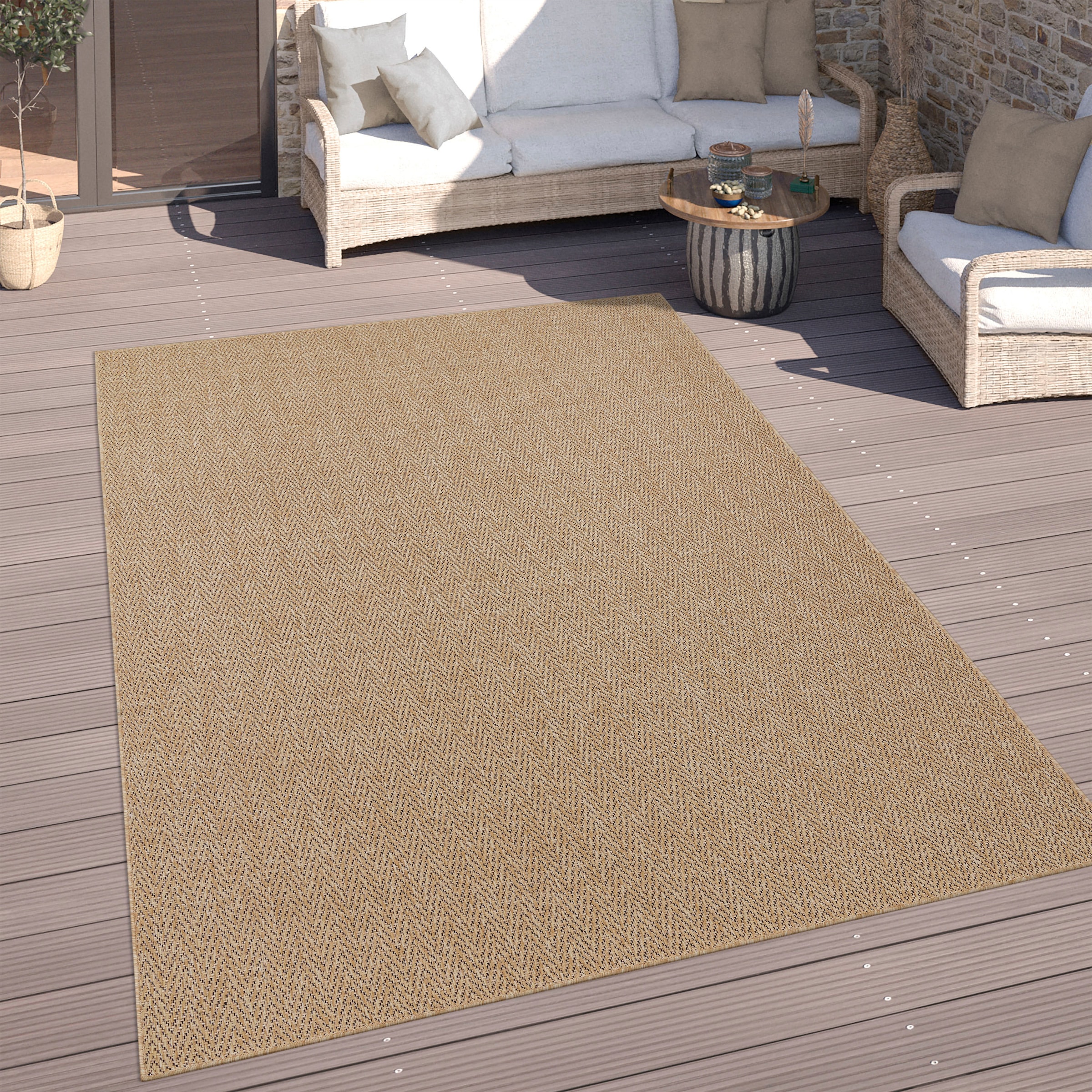 Paco Home Tapis »Luca 421« Rectangulaire 4 mm Höhe tissu plat, chiné, géométrique, adapté intérieur et extérieur