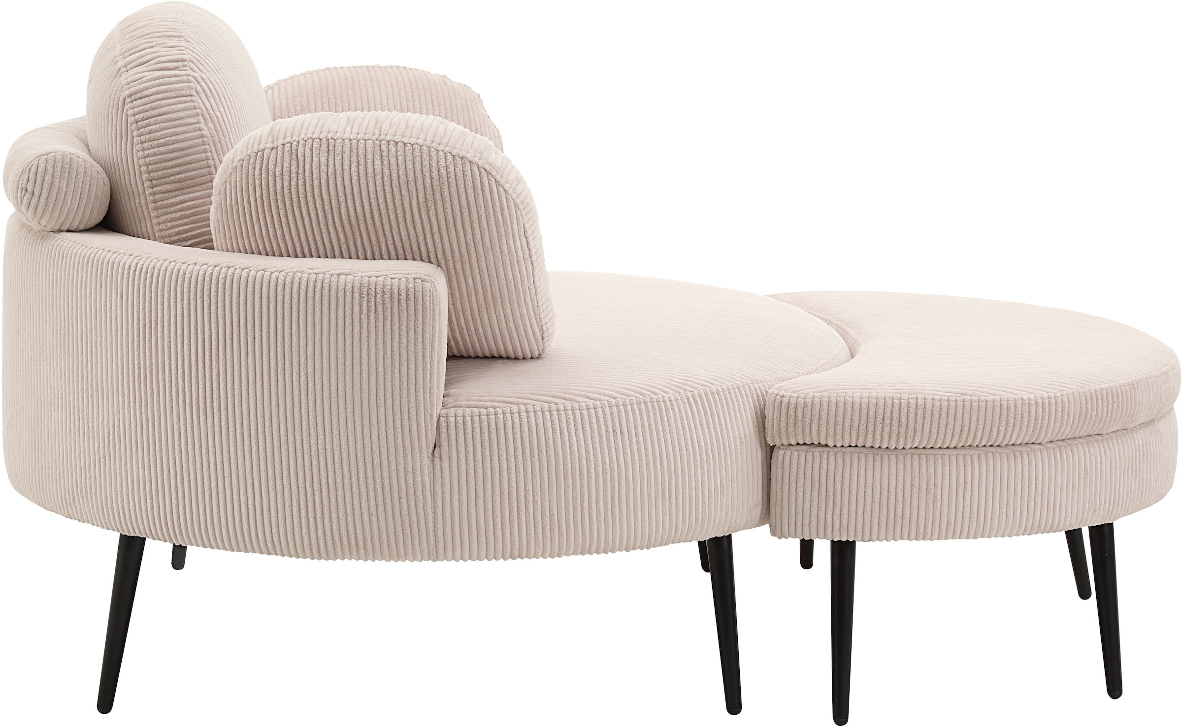 GOODproduct Canapé 2 places »Riko Sessel, B: 110 cm, Sitzhöhe: 44 cm« XXL- Sessel, mit Stauraumhocker, Rückenstütze & 4 Zierkissen