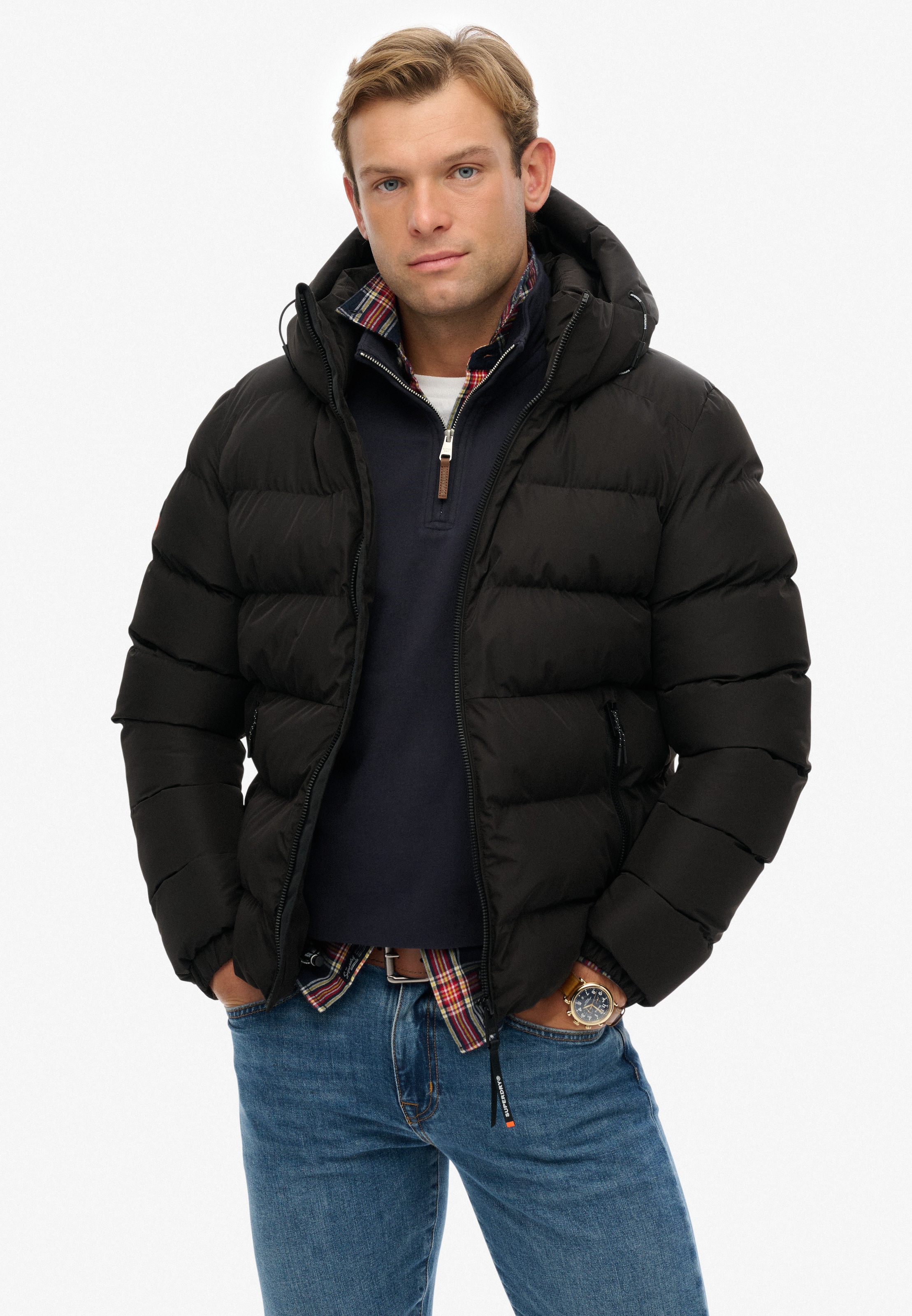 Superdry Steppjacke »HOODED SPORTS PUFFER JACKET« mit Kapuze