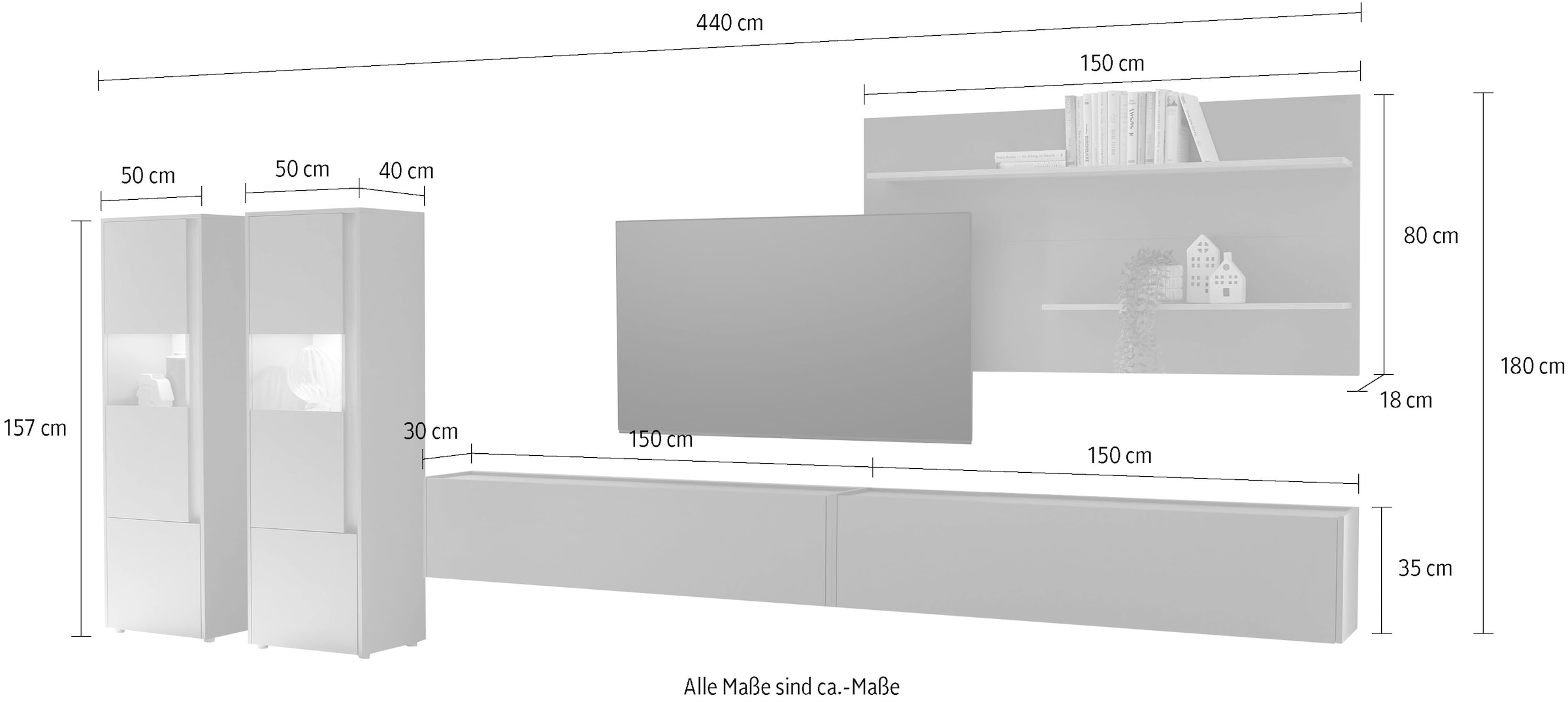 Home affaire Meuble mural »City/Giron, moderne Anbauwand, Komplettset in vielen Farben verfügbar« Set, 5 cuis tlg.