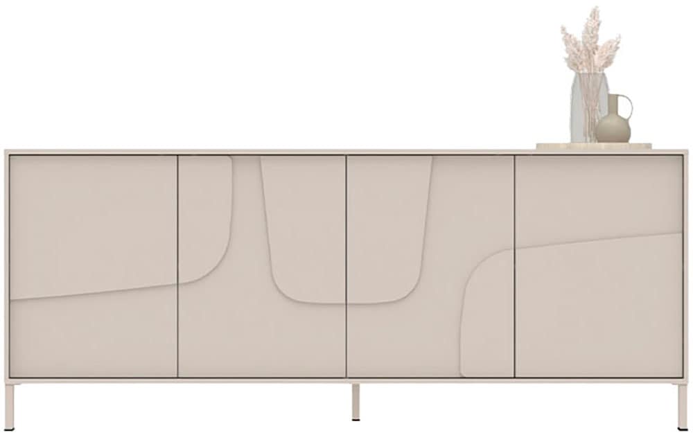 INOSIGN Sideboard »Stone, 205 cm breit, 4  Türen,  Anrichte, Kommode, Stauraumschrank« 3D-Design, Push-to-open, Innenraum grosszügig, Füsse 14/2 cm wählbar