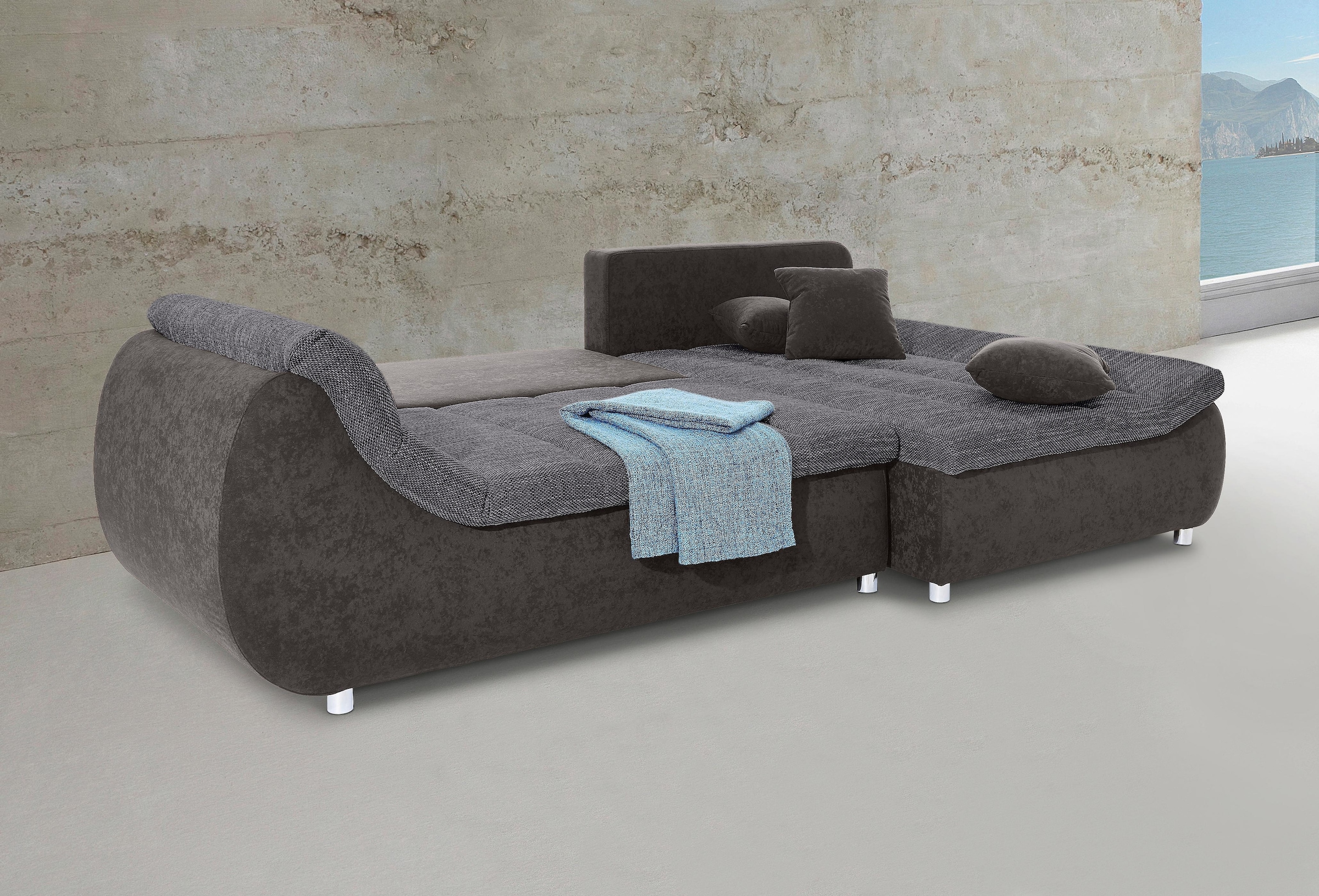 Home affaire Canapé d'angle »Imola, bequem, aktuelle Steppung im Sitz, L-Form, Breite 270cm« option avec fonction lit