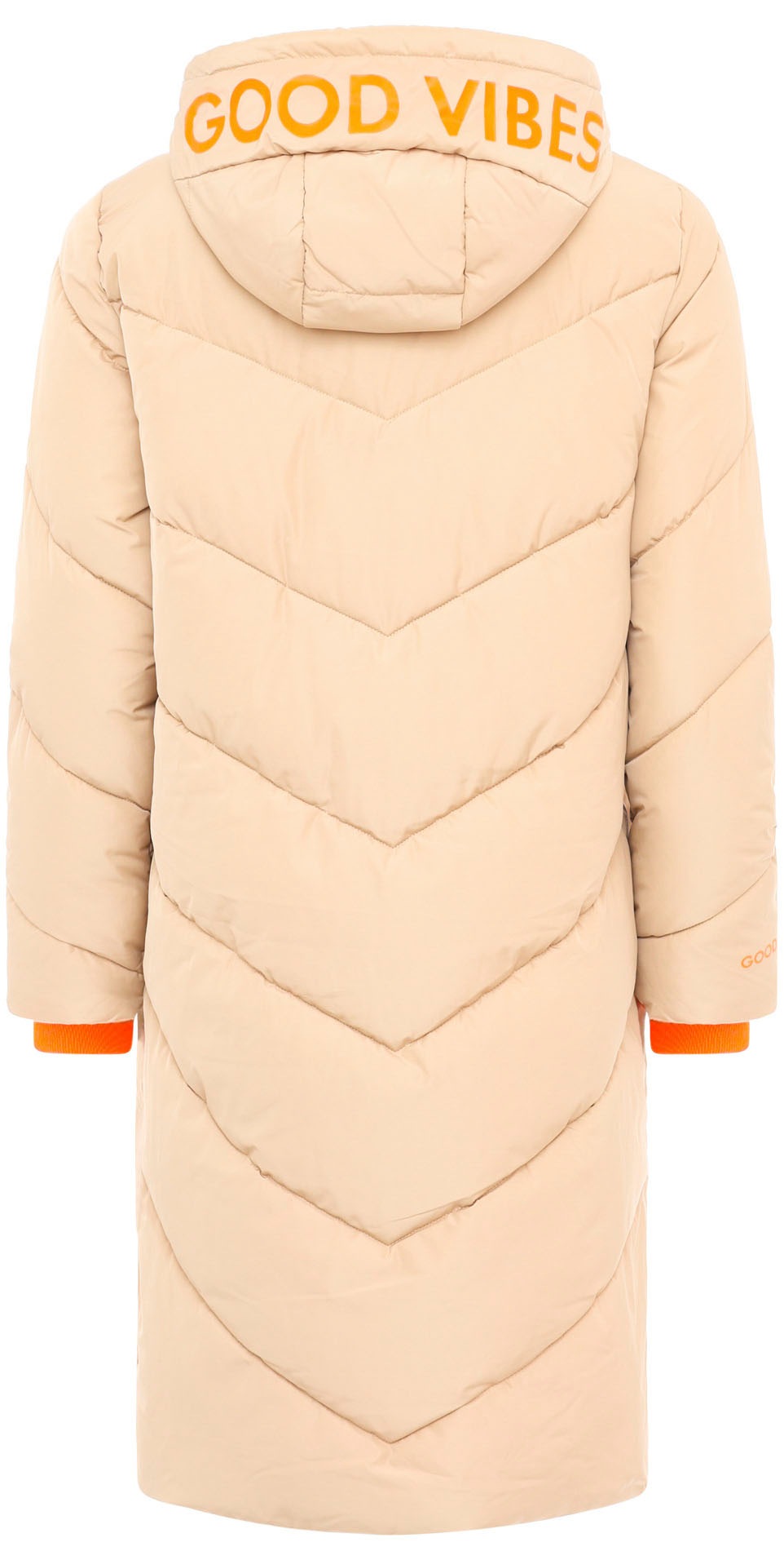 Zwillingsherz Veste matelassée »"Positive Mind"« avec capuche double fermeture éclair, capuche avec inscription au dos, détails contrastés, chaud