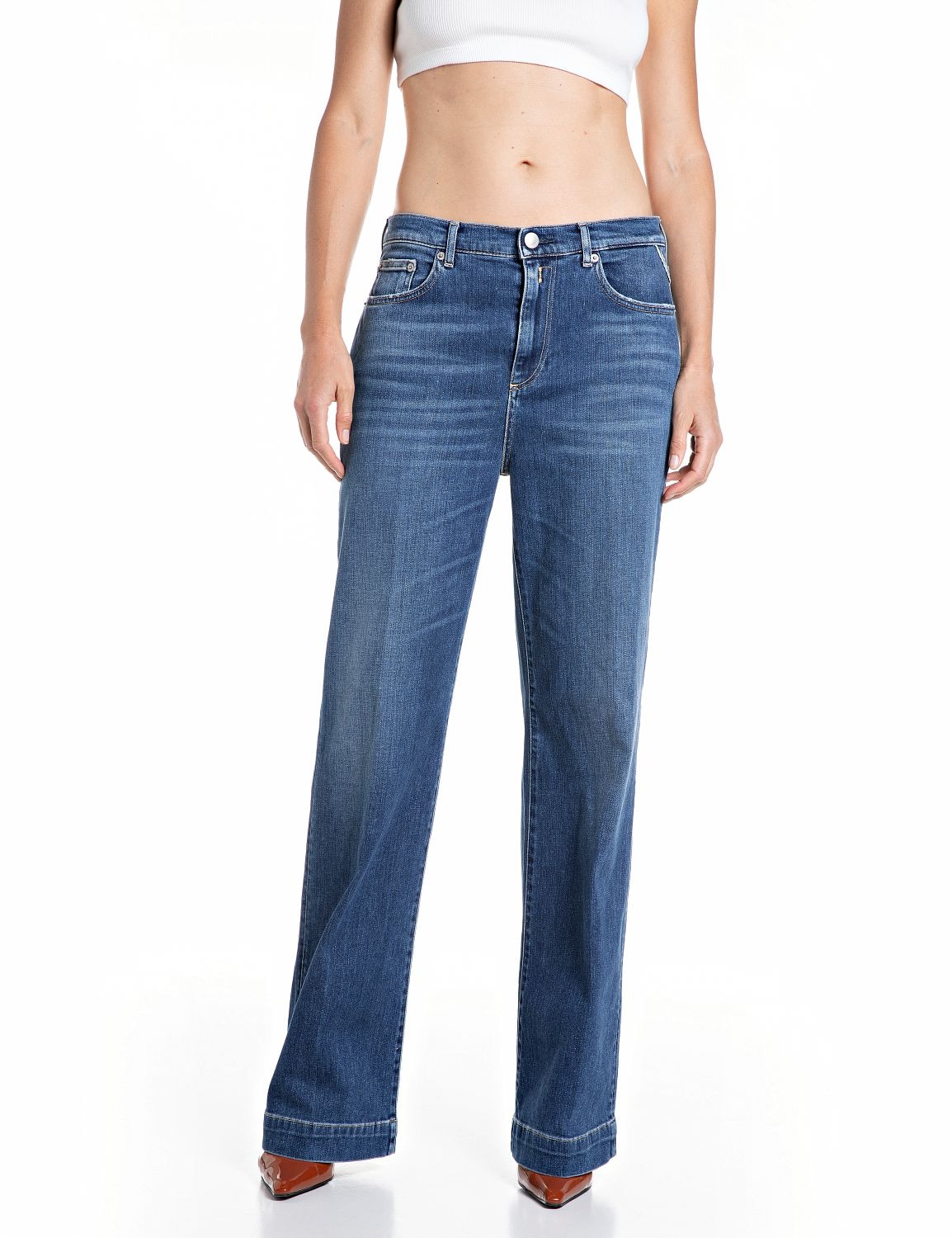 Replay Straight-Jeans »MELJA« mit weitem Bein