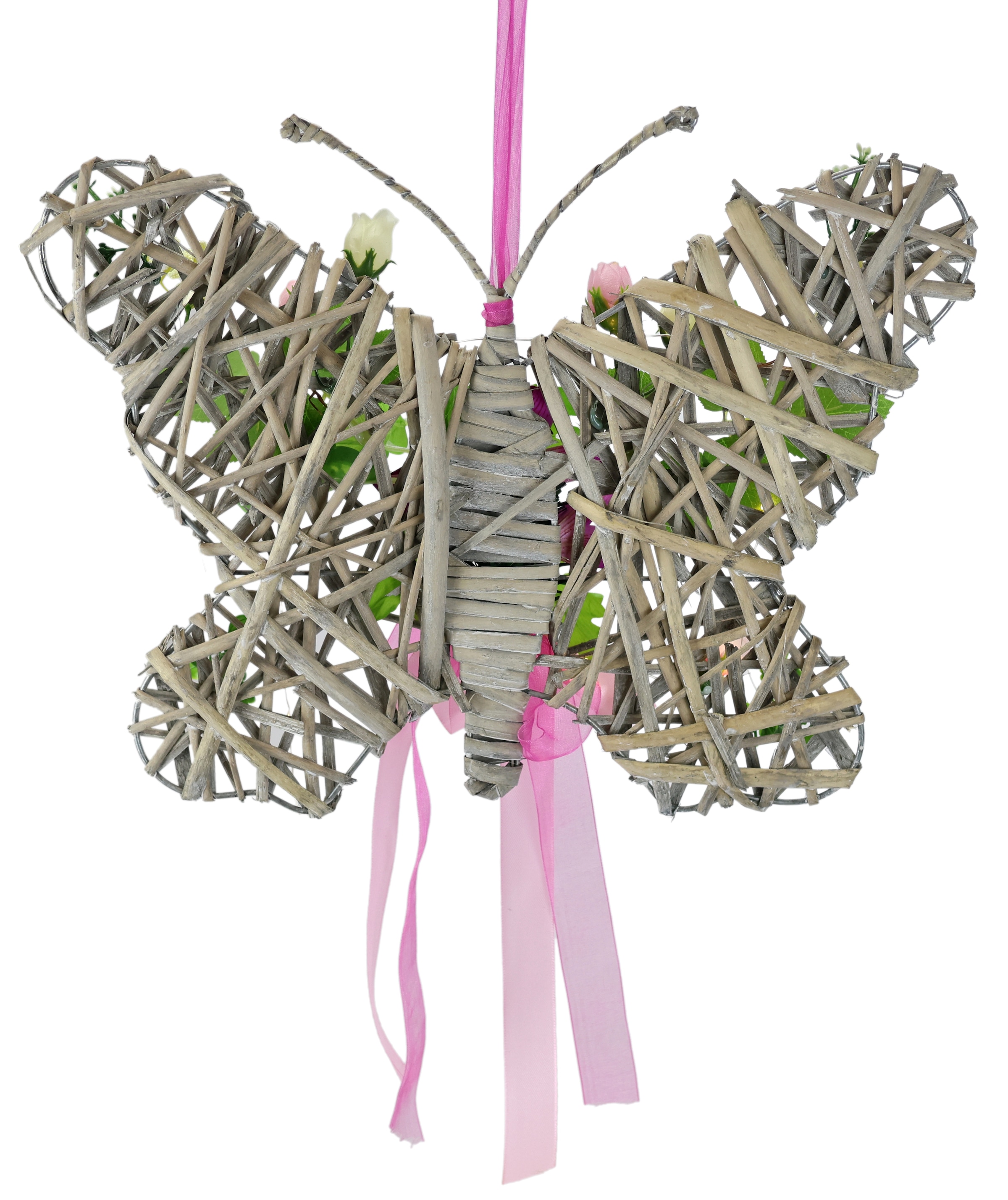 I.GE.A. Kunstkranz »Deko-Objekt Schmetterling« Mit LED-Beleuchtung Hängende Kranz Kränze Türkranz Wandkranz Deko