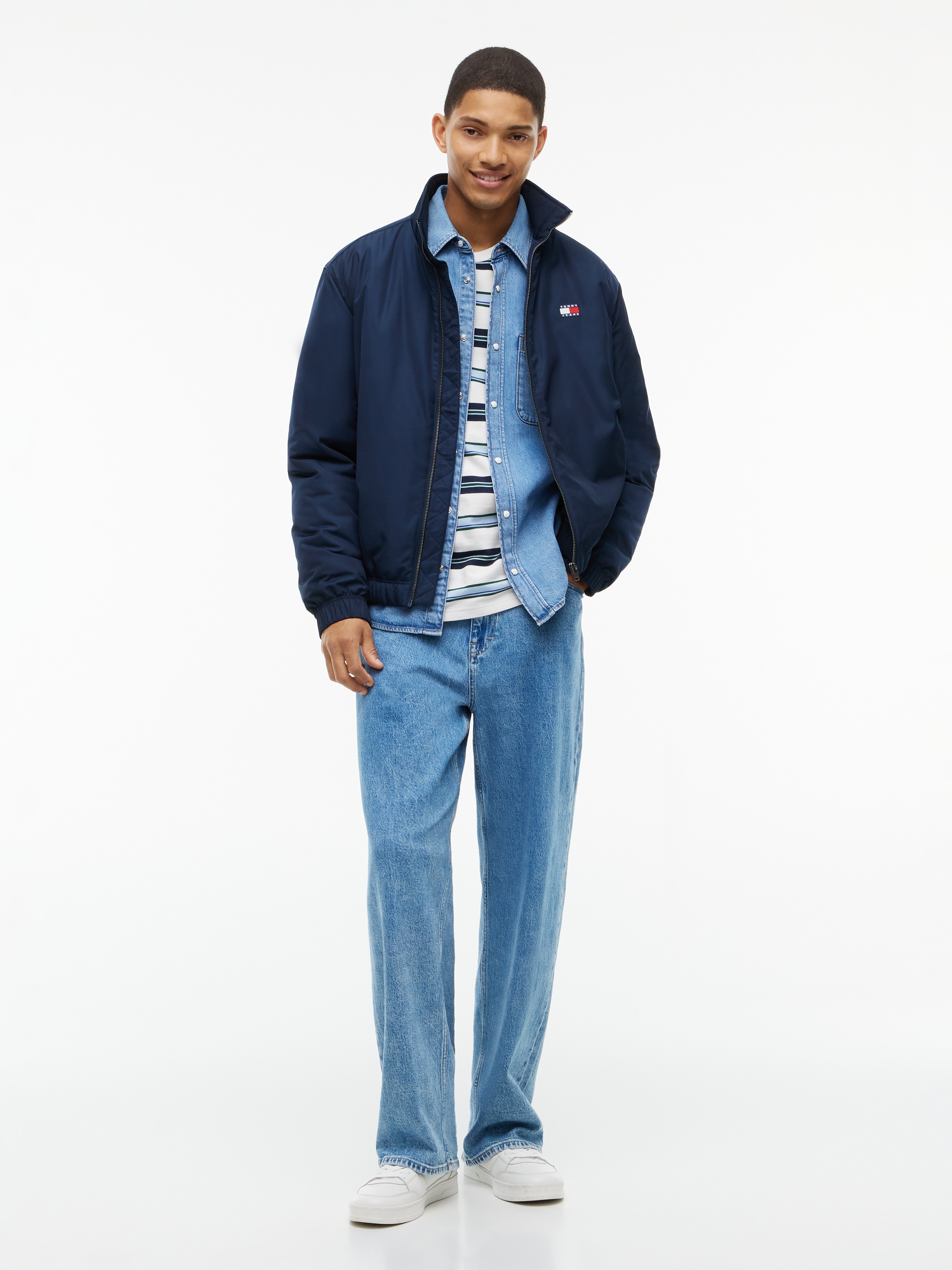 Tommy Jeans Blouson »TJM ESSENTIAL PADDED JACKET EXT« veste de loisirs, veste de mi-saison brillante, bord-côtes stretch, col montant