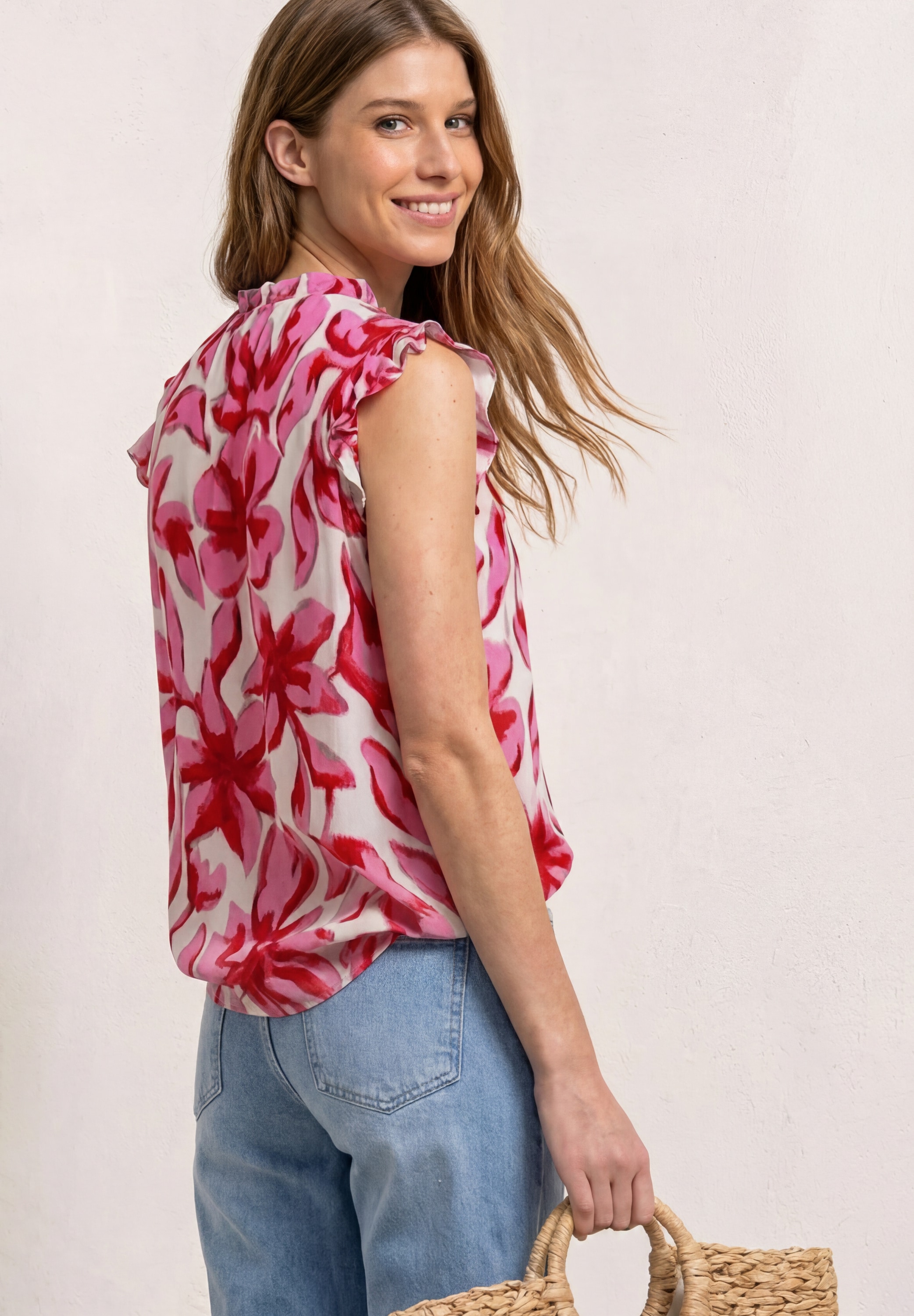 STREET ONE Top chemisier avec imprimé léopard et volants