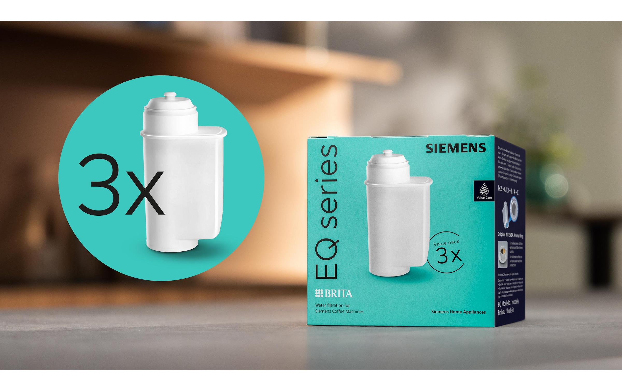 SIEMENS Filtre de rechange »BRITA Intenza TZ70033A« 3 tlg. 3 Stück, verringert den Kalkgehalt des Wassers