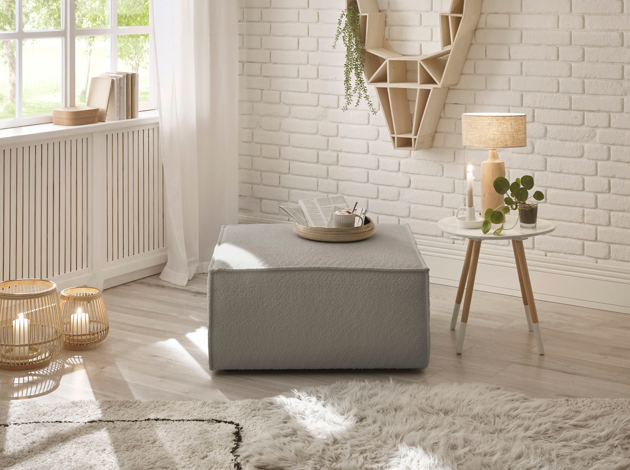 GOODproduct Hocker »FINNLEY Bouclé, Polsterhocker kombinierbar mit der Serie FINNLEY« passend zum Loveseat der Serie Finnley