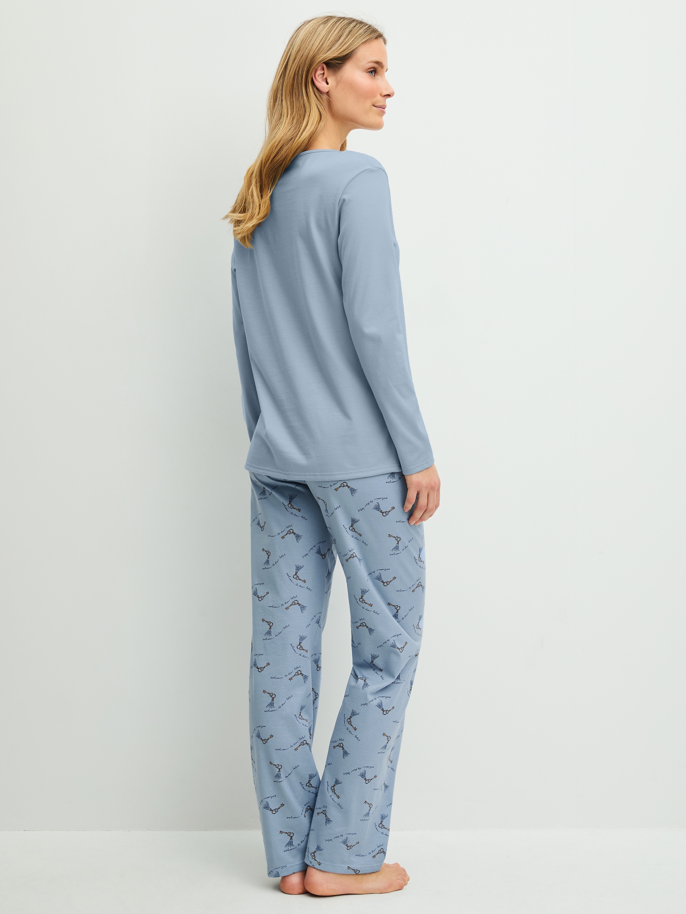 CALIDA Pyjama »Hotel Nights« 2 col rond, manches longues