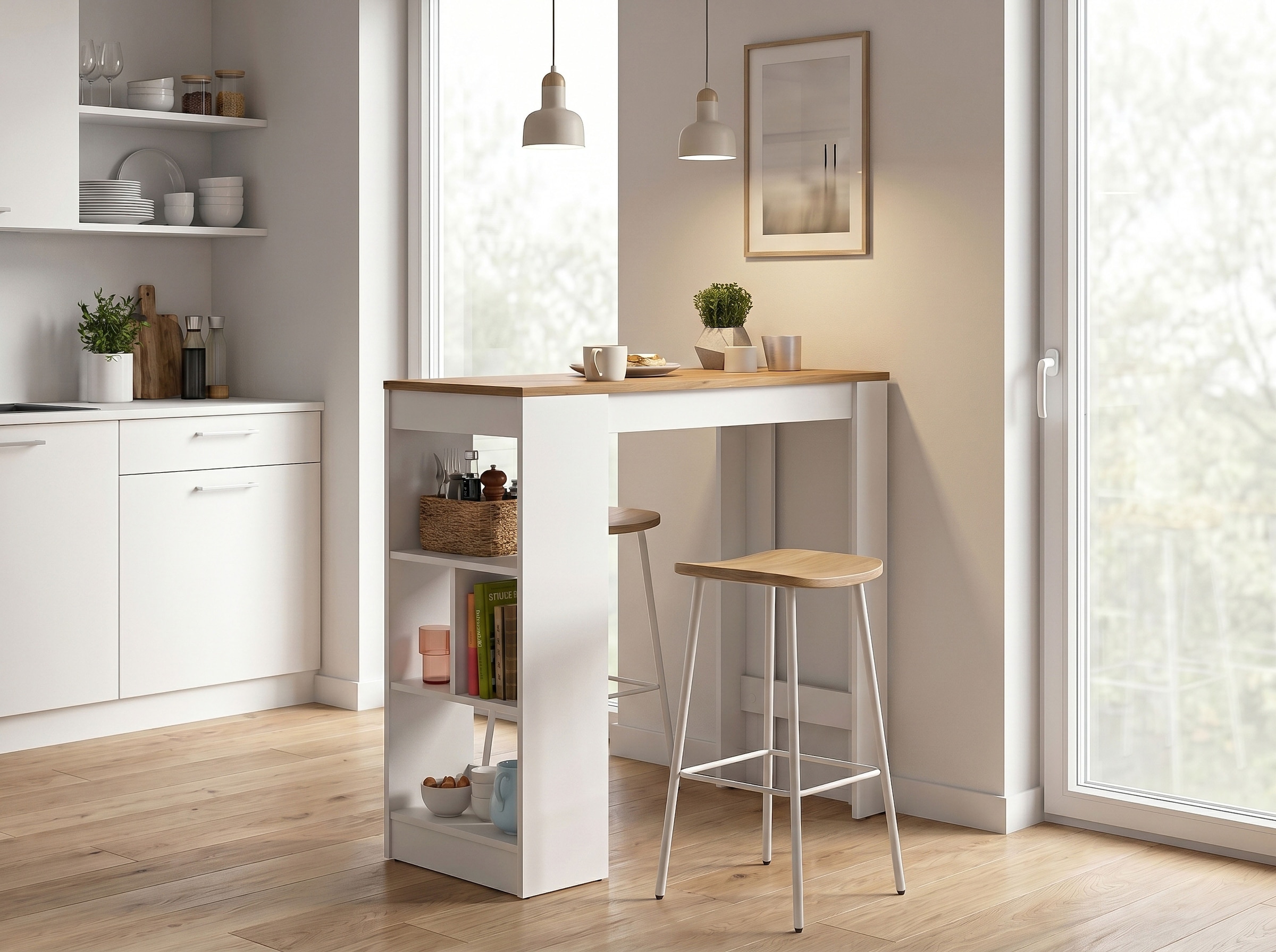 GOODproduct Bartisch »NORDBY, Breite x Höhe: 105 x 103cm, 4 offene Fächer« Esstisch, Stehtisch, Tresentisch, Bistrotisch, Küchentisch