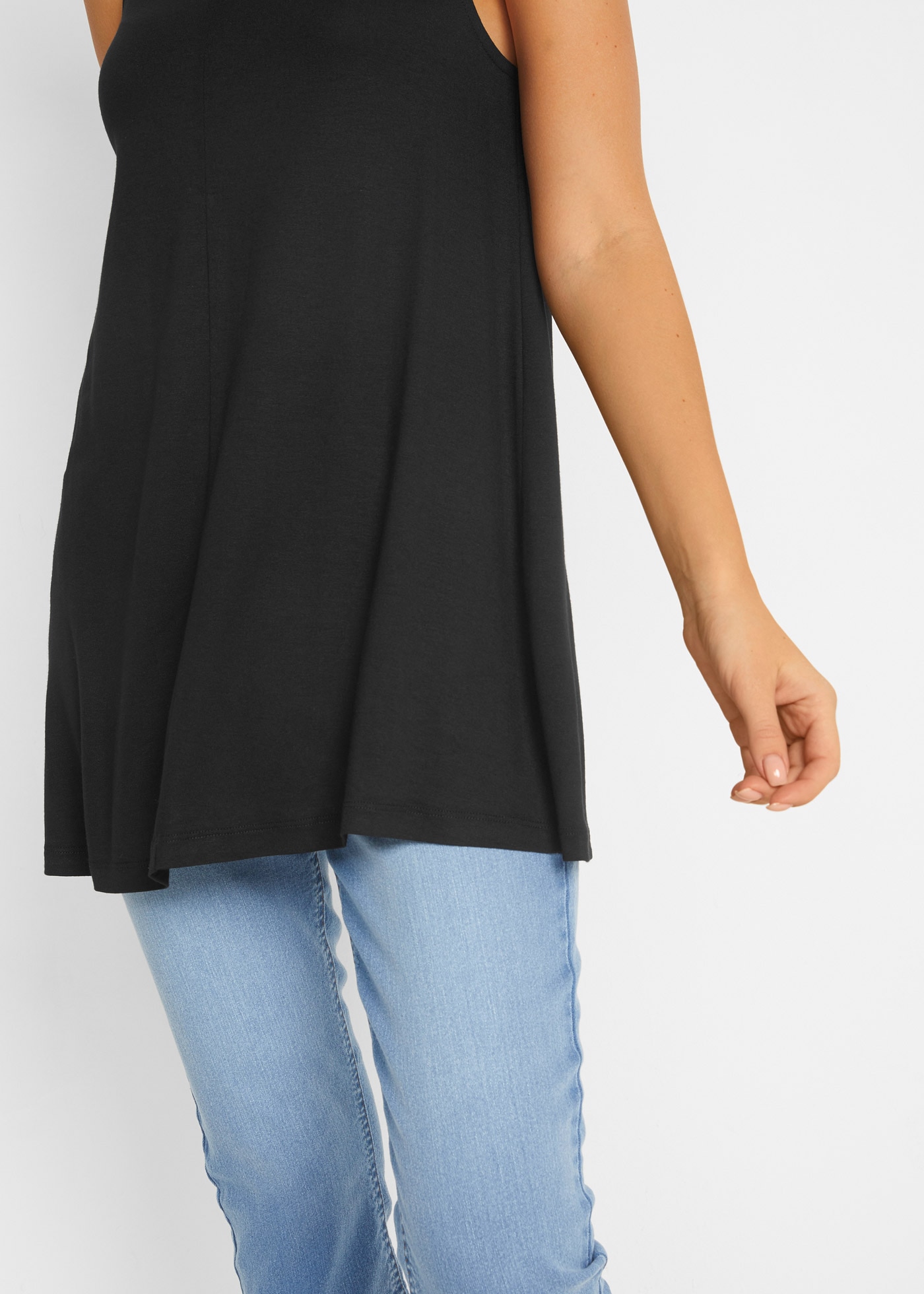 bonprix Top long A-Linie, V-Ausschnitt, aus Viskose und Elasthan