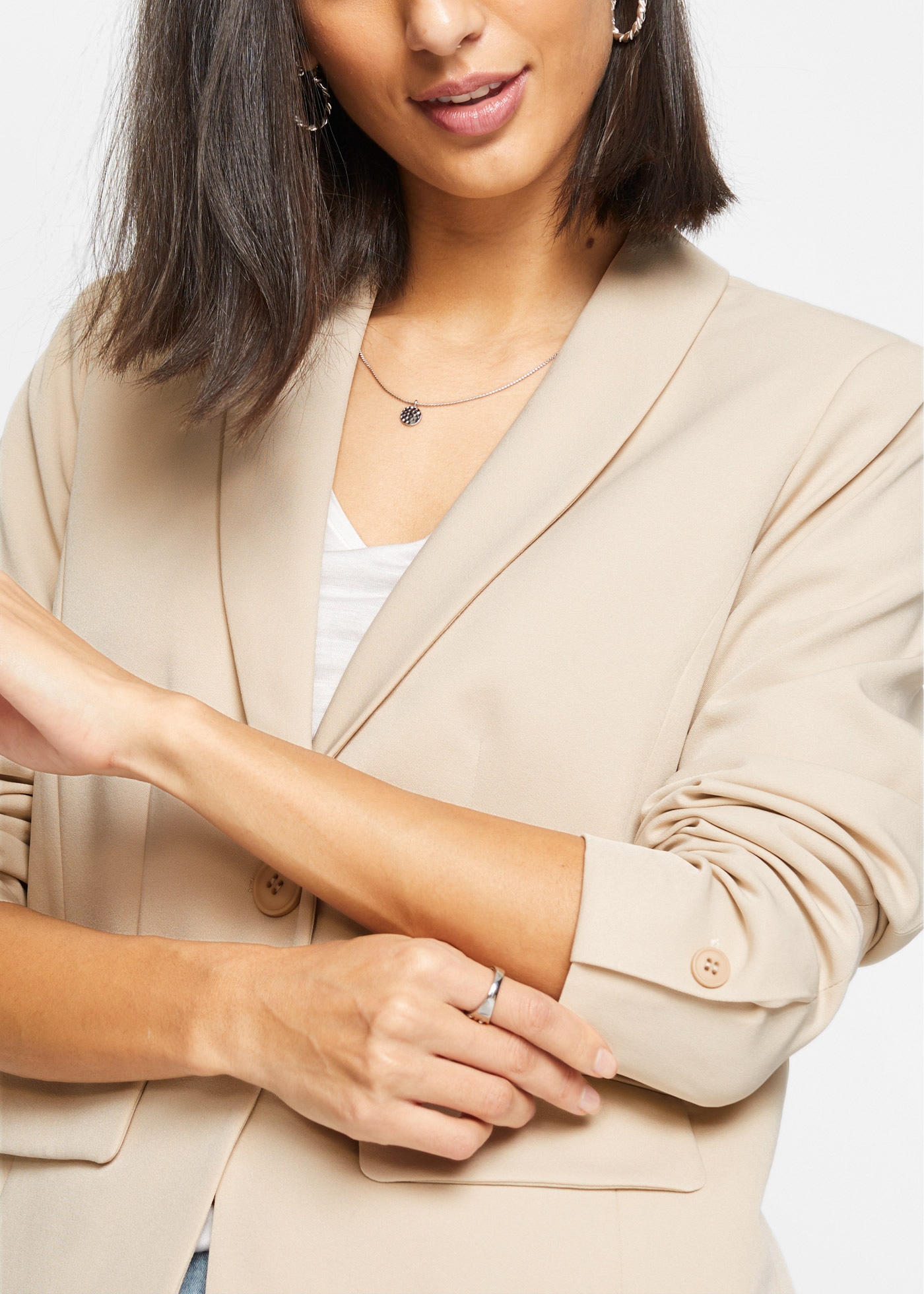 bonprix Jackenblazer eleganter Look, schmale Passform, aus Polyester und Elasthan