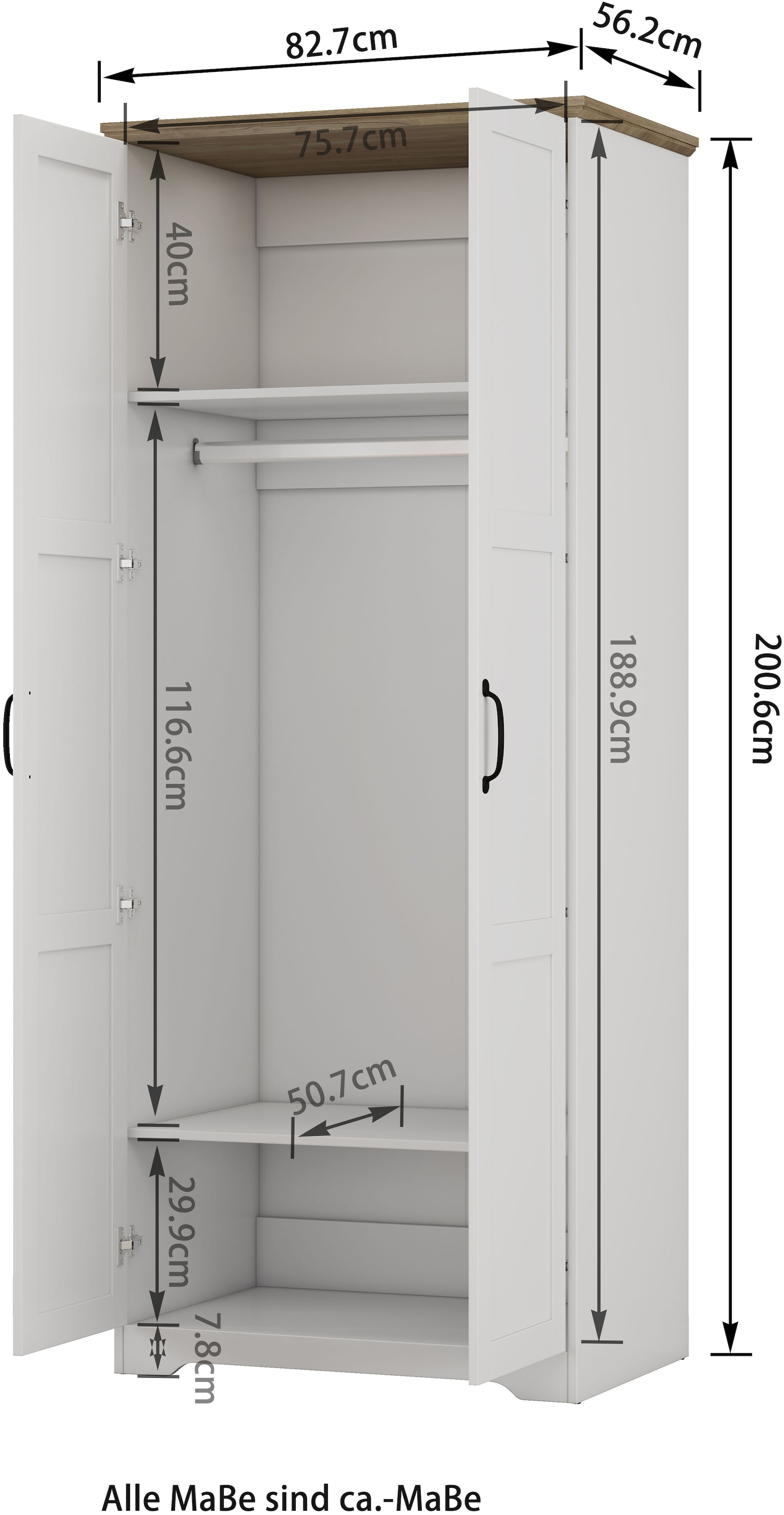 GOODproduct Armoires à vêtements »Emmilia Schrank Schlafzimmerschrank im Landhaus Design« Landhaus Schrank mit  2 Türen in Breite 82,7cm, Höhe 2m