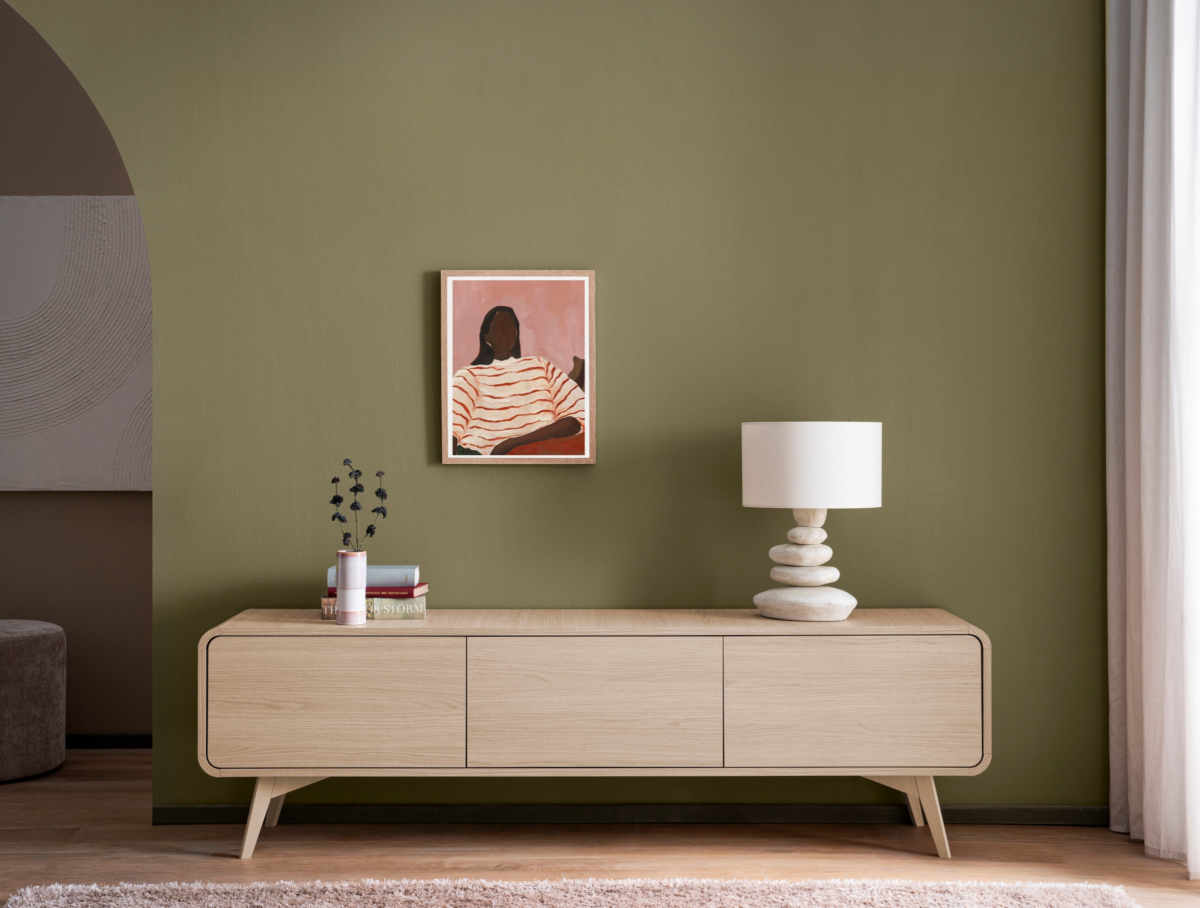 Home affaire Table basse »Torsby, moderner TV-Schrank, Kommode in Eiche Natur, TV-Unterschrank« abgerundete Ecken, ausreichend Stauraum, vielseitig einsetzbar