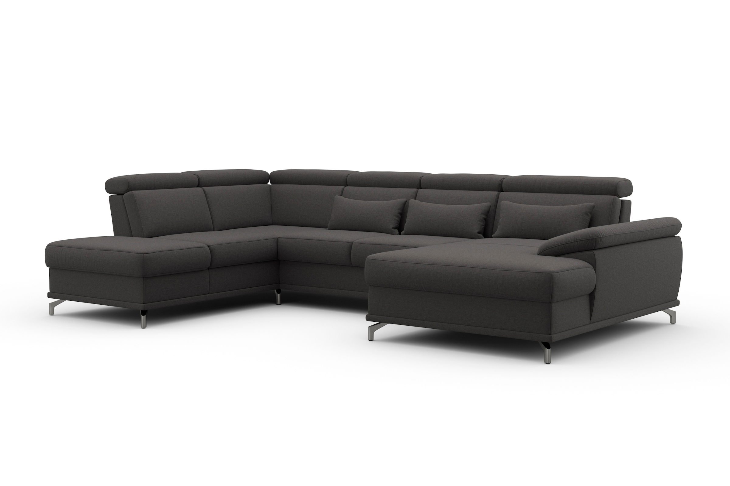sit&more Paysage de salon »Cabrio U-Form, B: 359 cm, mit Sitztiefen-, Arm- & Kopfteilverstellung« 3 coussins lombaires, ressorts ensachés, fonction lit et rangement optionnels