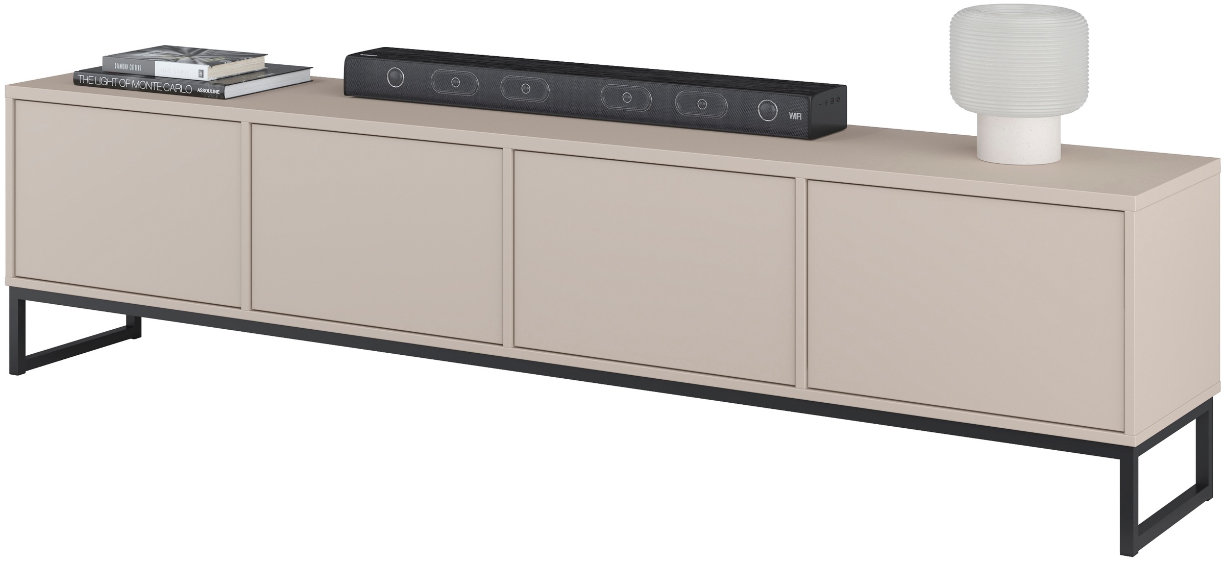 Home affaire Lowboard »Alto, Breite 208,5 cm, TV-Board mit 4 Klappen, push-to-open« TV-Kommode mit viel Stauraum, push-to-open-Funktion, Metallkufen