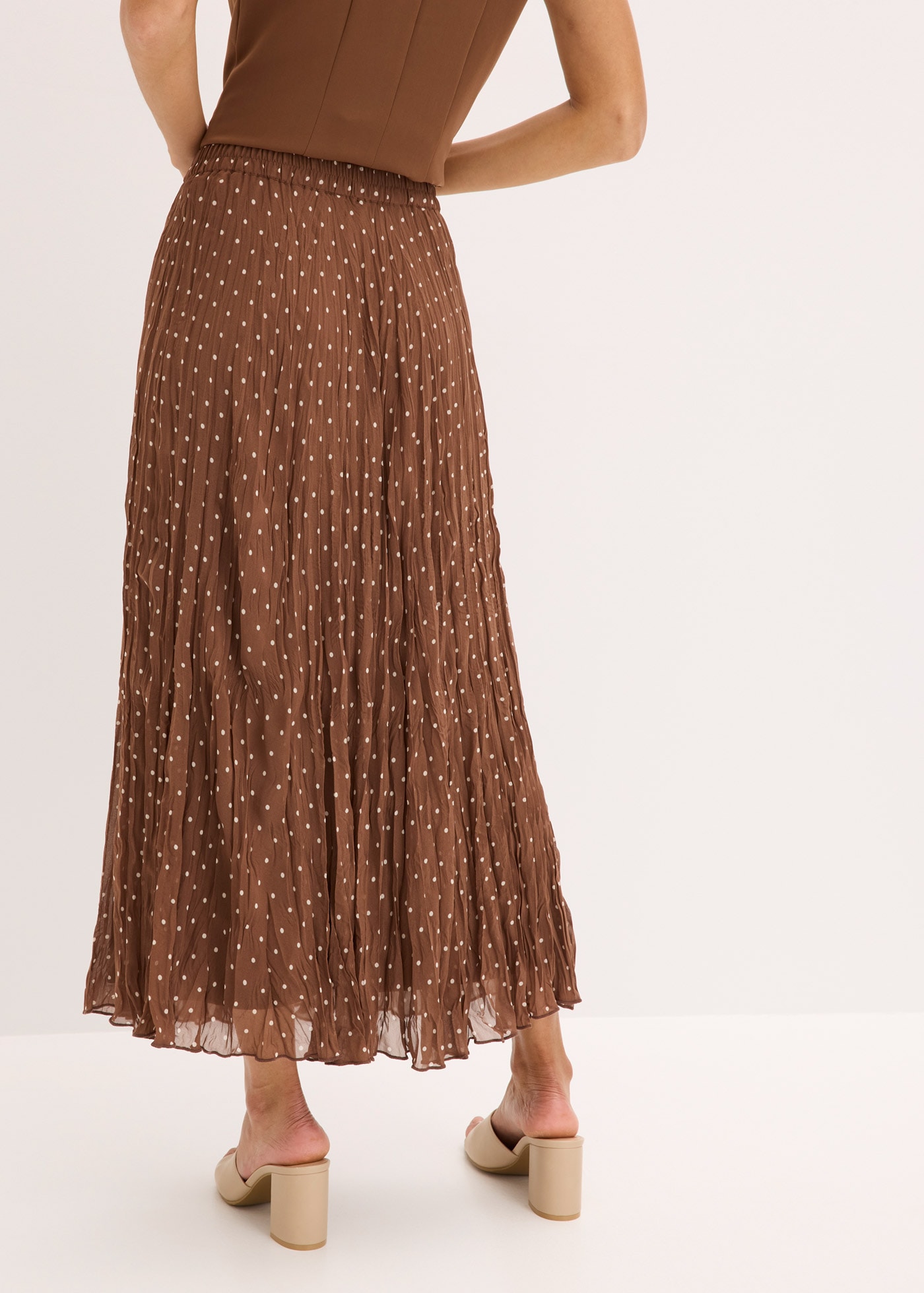 bonprix Jupe plissée mit Elastikbund, in A-Linie, mit Crash-Optik