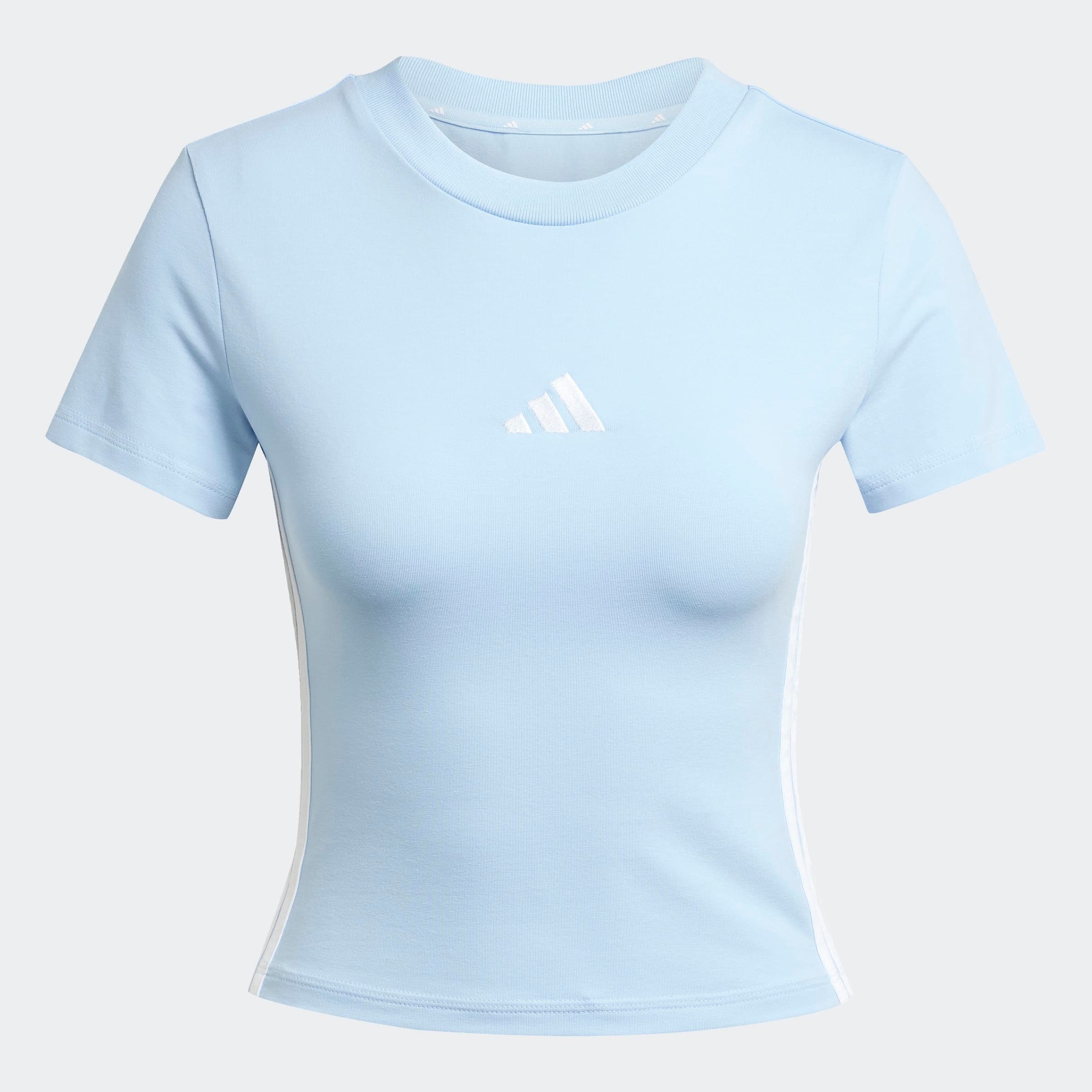 adidas Sportswear T-shirt »ESSENTIALS 3-STREIFEN SLIM BABY« schmale Passform, Rundhalsausschnitt, mit Elasthan-Anteil