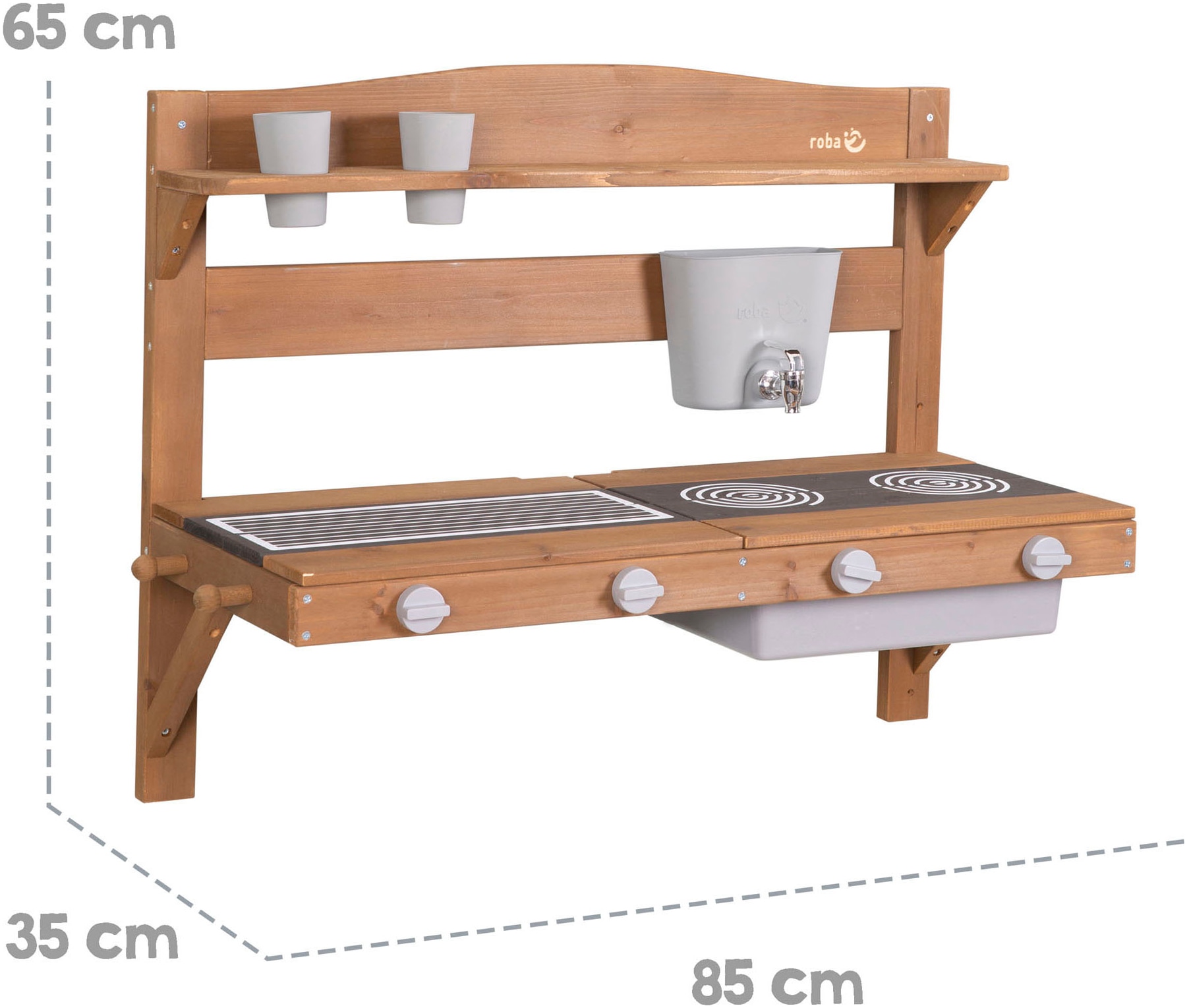 roba® Outdoor-Spielküche »Matschküche zum Aufhängen, teakholzfarben lasiert, aus Holz« FSC® - schützt Wald