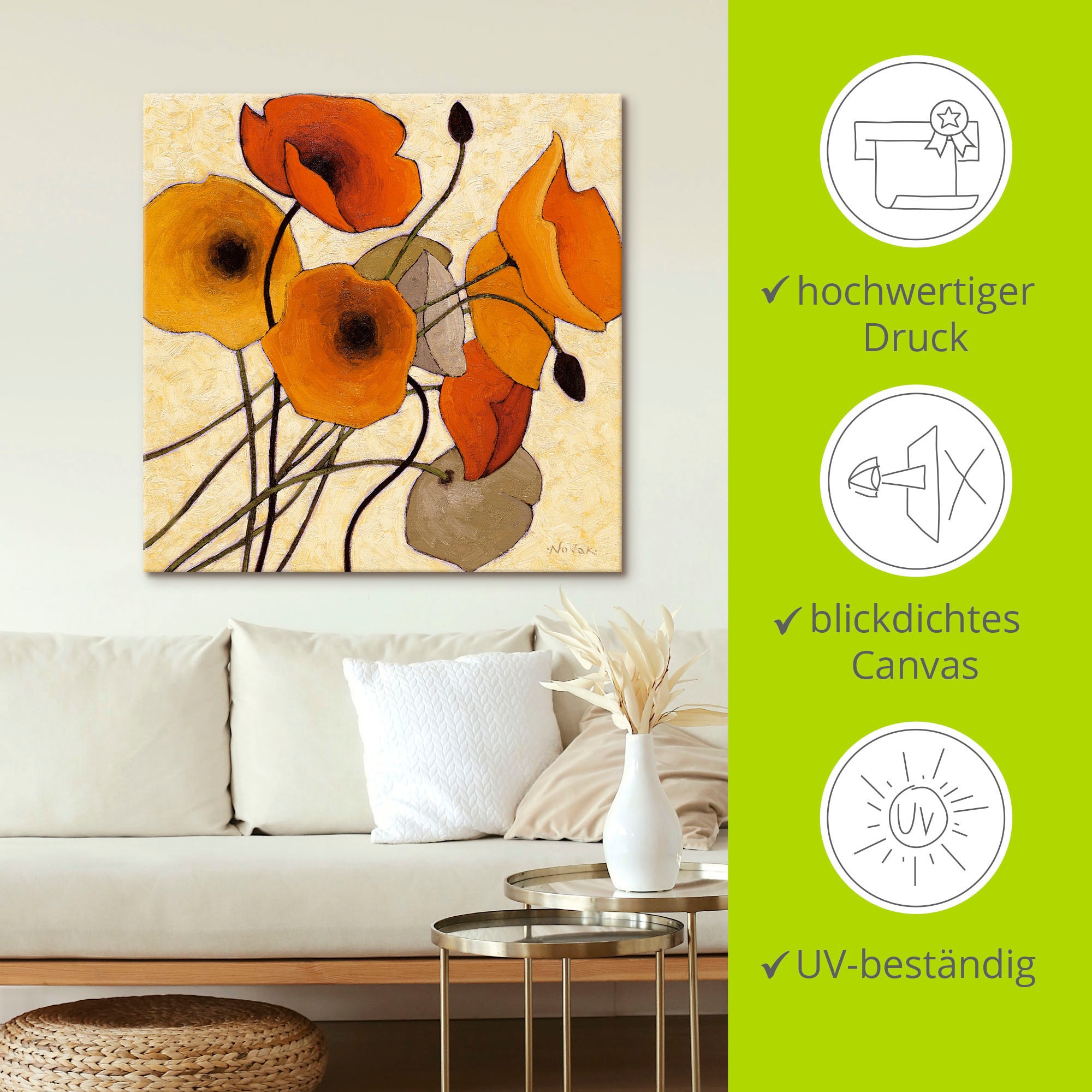 Artland Tableau sur toile »Kürbismohn II« 1 cuis tlg. auf Holzrahmen gespannt