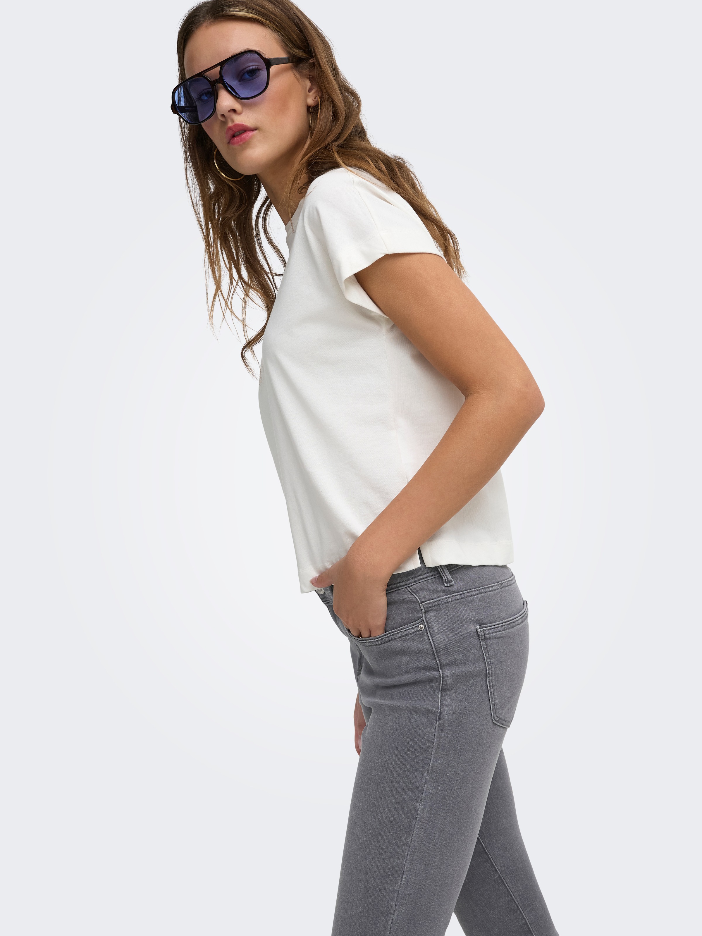 ONLY Jeans skinny »ONLLINEA MID WAIST LANK SK DNM« mélange de coton, taille moyenne, coupe skinny