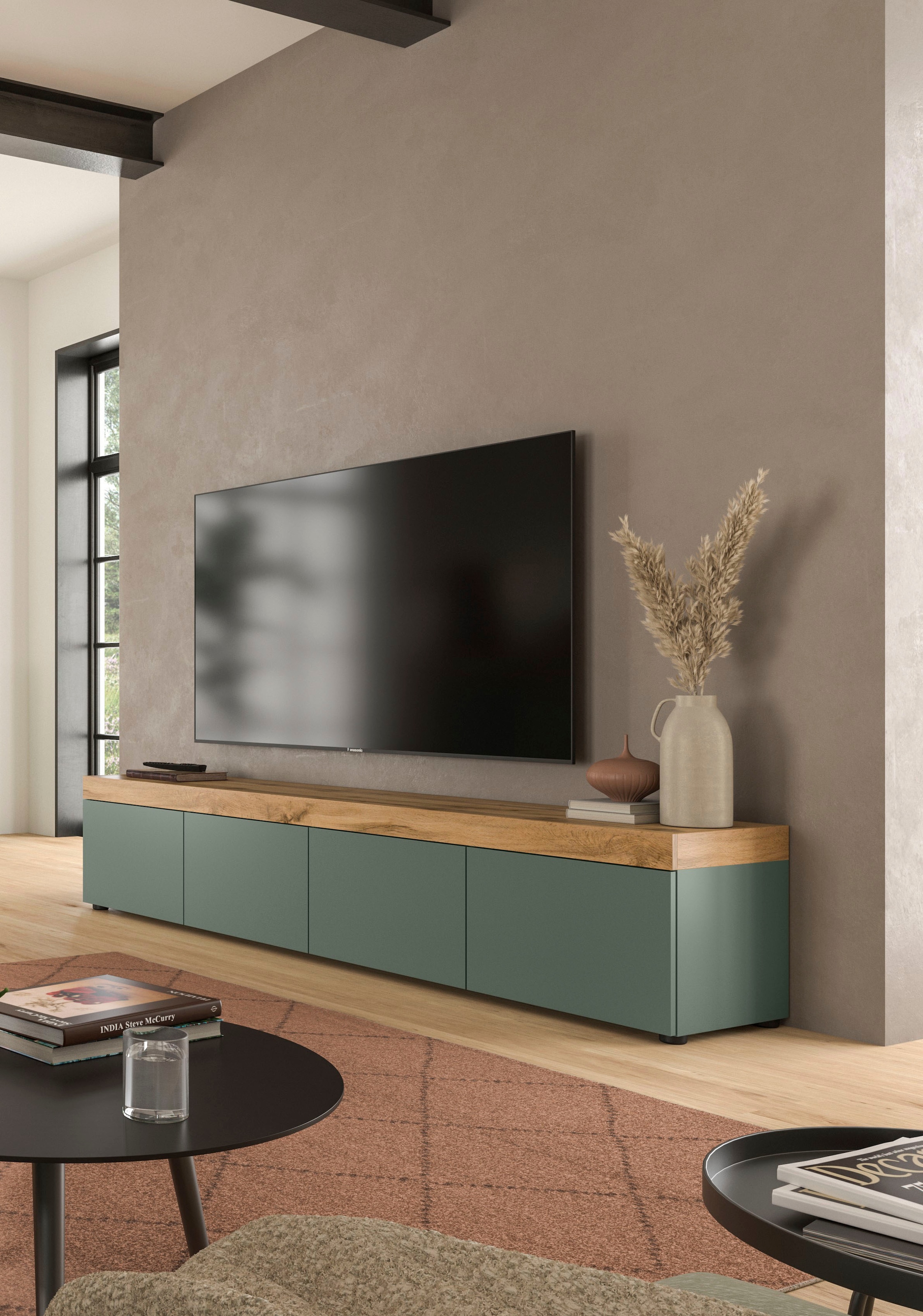 GOODproduct Lowboard »MAMBO, TOPSELLER!, Breite 200cm, 4 Klappen, stehend oder hängend« 2 farbige Ausführung, in verschiedenen Farben erhältlich, 1 Stk. tlg. Lowboard, TV Unterschrank, Tv-Schrank, Wohnzimmer